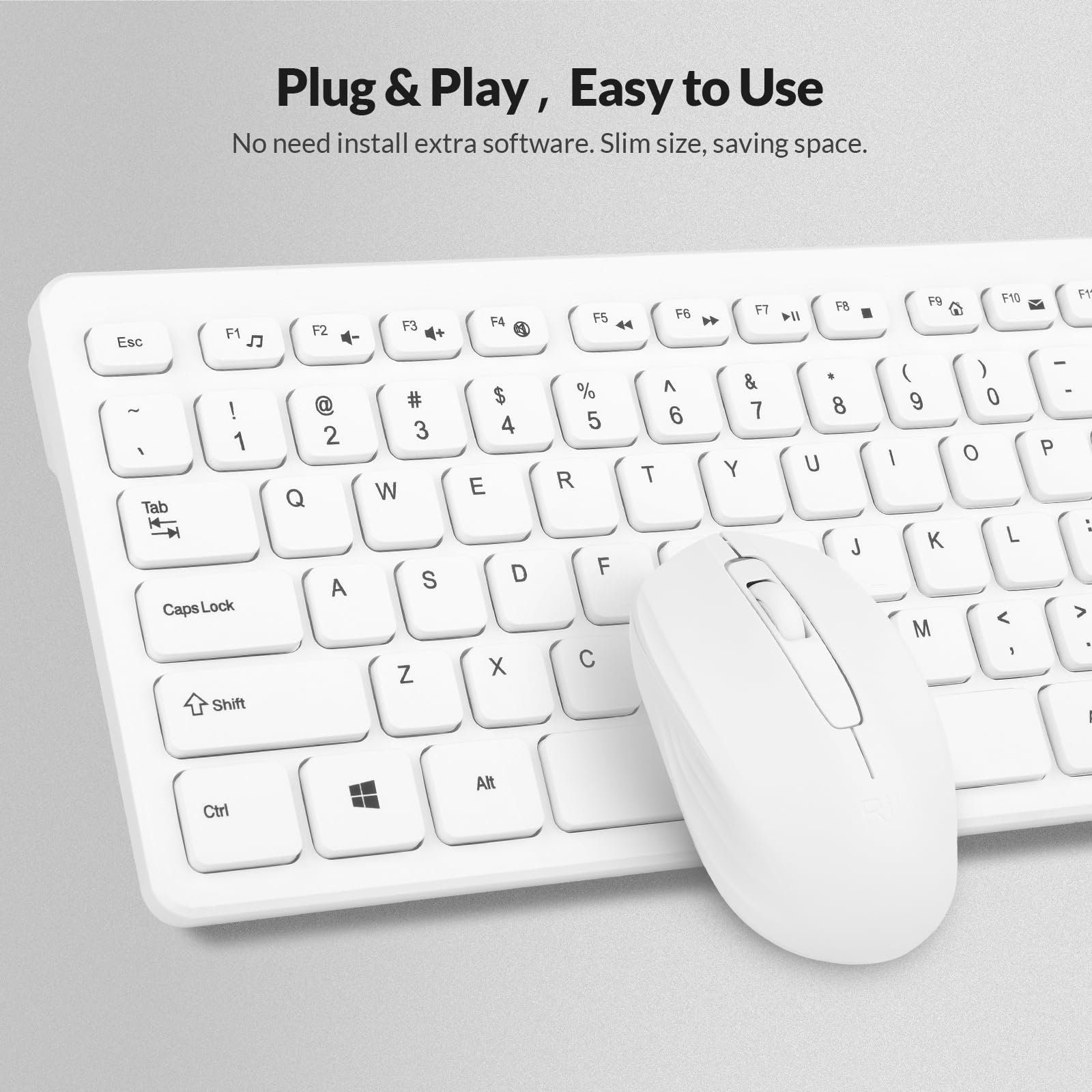 Wireless Keyboard And Mouse Combo - Rii Standard Office Pc Keyboard And Optical Wireless Mice (White)