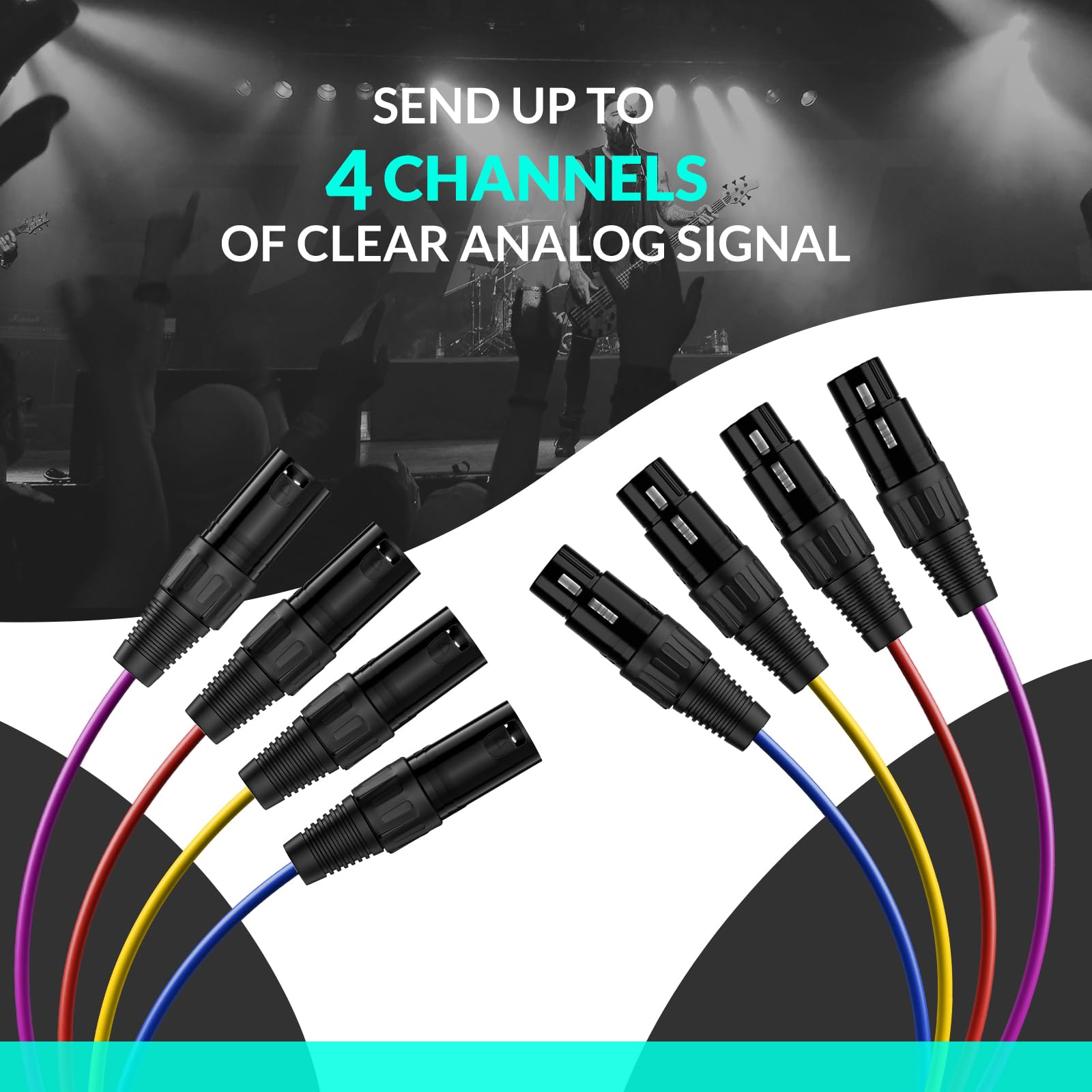 Augioth 4 Channel Xlr Snake Cables 6Ft, Color Coded Xlr To Xlr Patch Cable,Xlr Male To Female Xlr Cable Audio Extension Cable,Xl