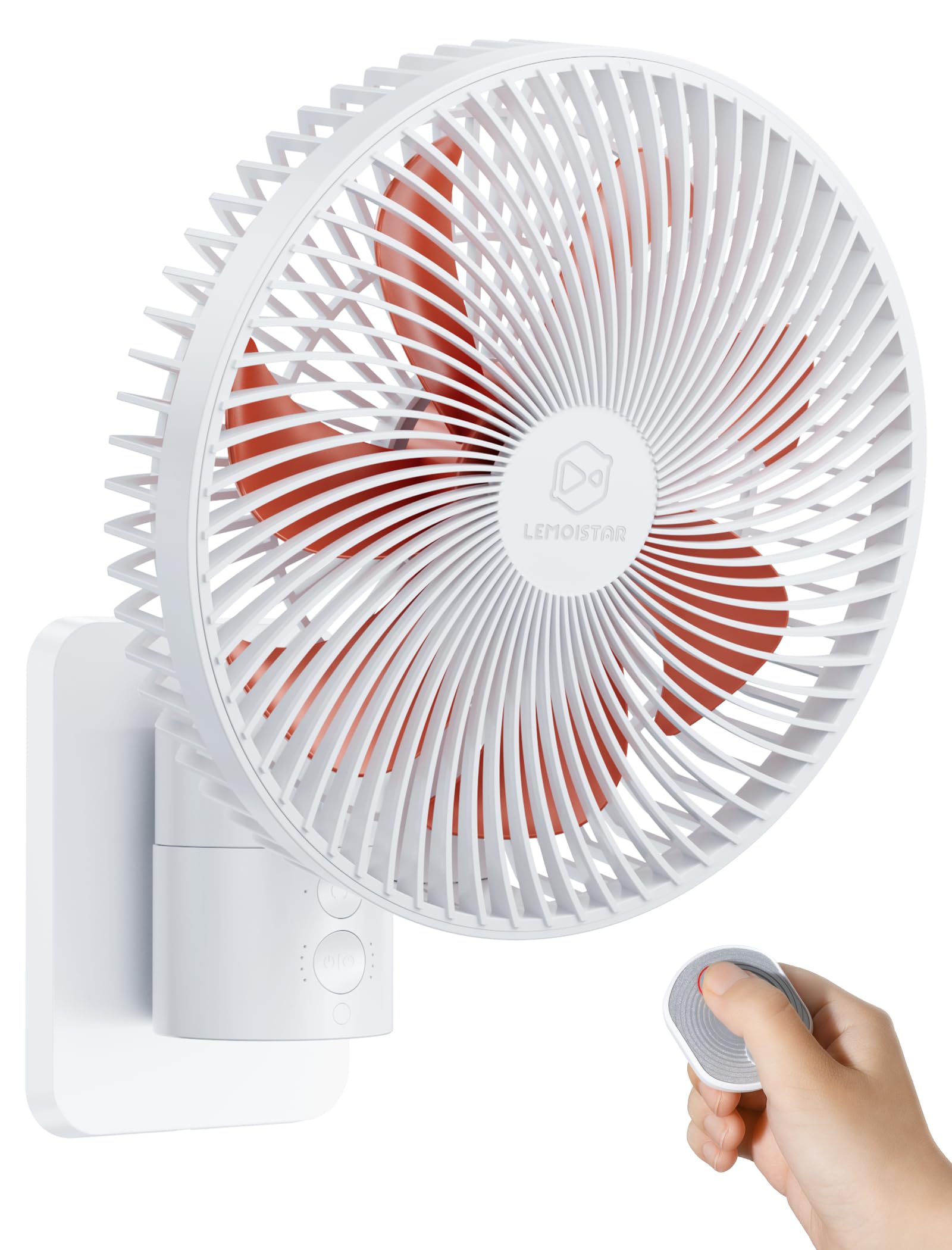 8.5-Inch Quiet Wall-Mounted Oscillation Fan with Remote & Timer, 4-Speed Adjustable for Small Bathrooms, Indoor Bedroom Cooling 