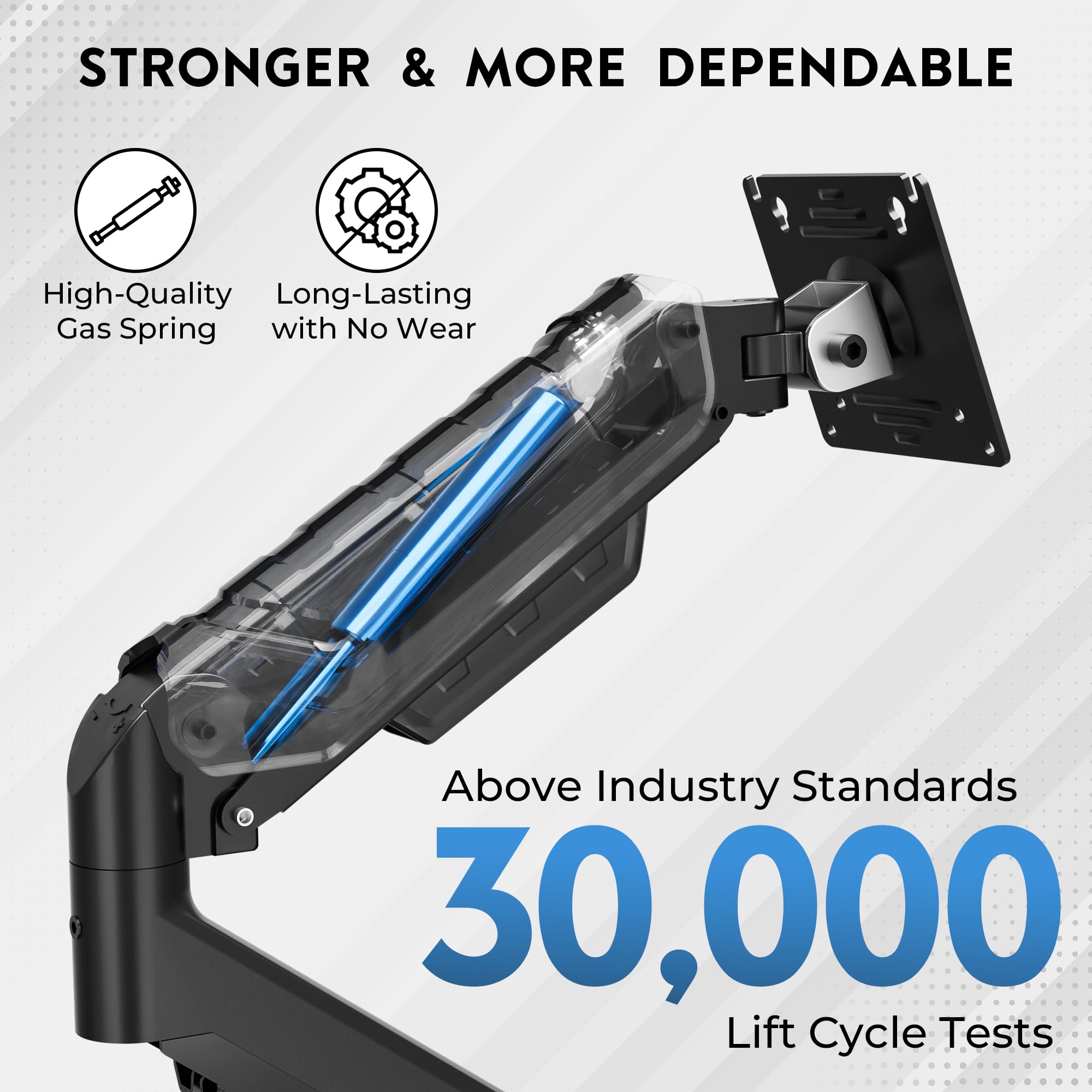 Bontec Monitor Arm For 15-34 Inch Screens, Ergonomic Gas Spring Single Monitor Mount, Full Motion Desk Stand With Tilt Swivel Ro