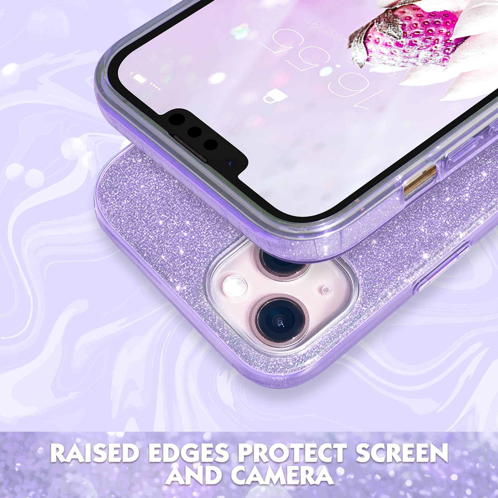 Milprox Compatible With Iphone 13 Case (2021), Glitter Sparkly Shiny Bling Rubber Gel Shell Cases 3 Layers Shockproof Protective