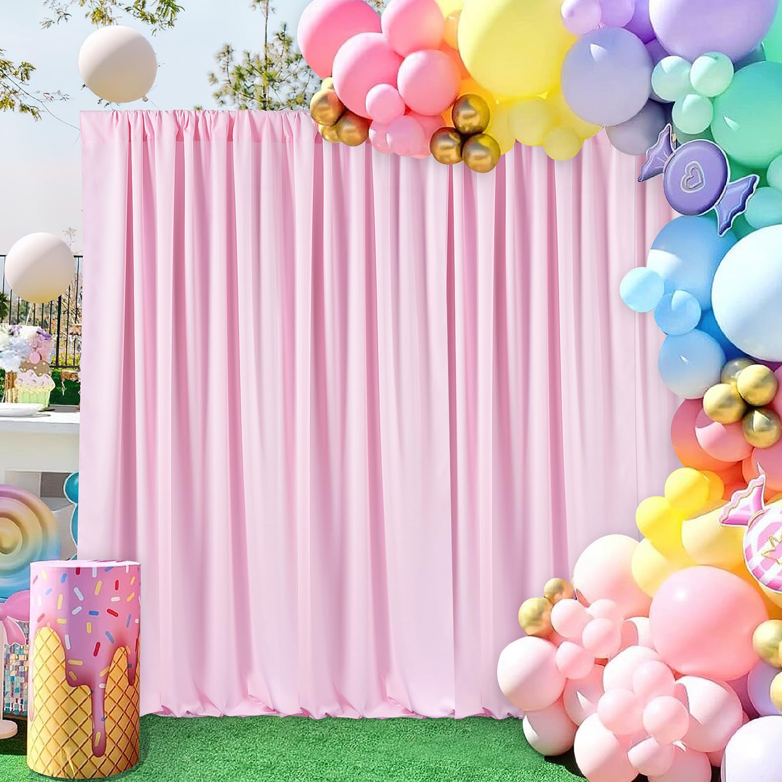 Mokohouse 10Ft X 8Ft Pink Backdrop For Parties Blush Pink Backdrop Drape For Birthday Light Pink Backdrop 2 Panels 5Ft X 8Ft