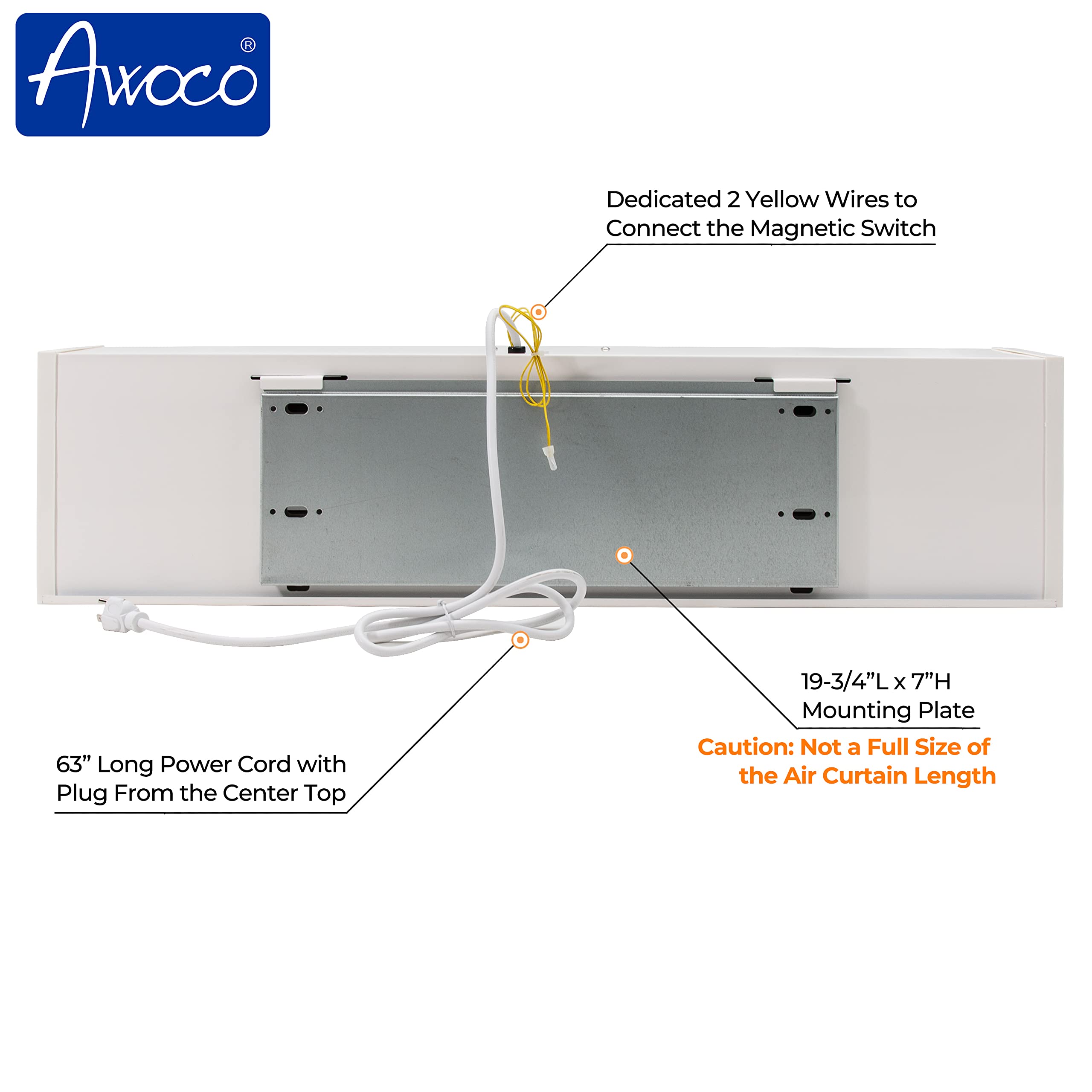 Awoco 36 Fm-1209T 1100 Cfm Slim Indoor Air Curtain, Ce Certified, 120V Unheated With Remote Control And Magnetic Switch, Powerfu