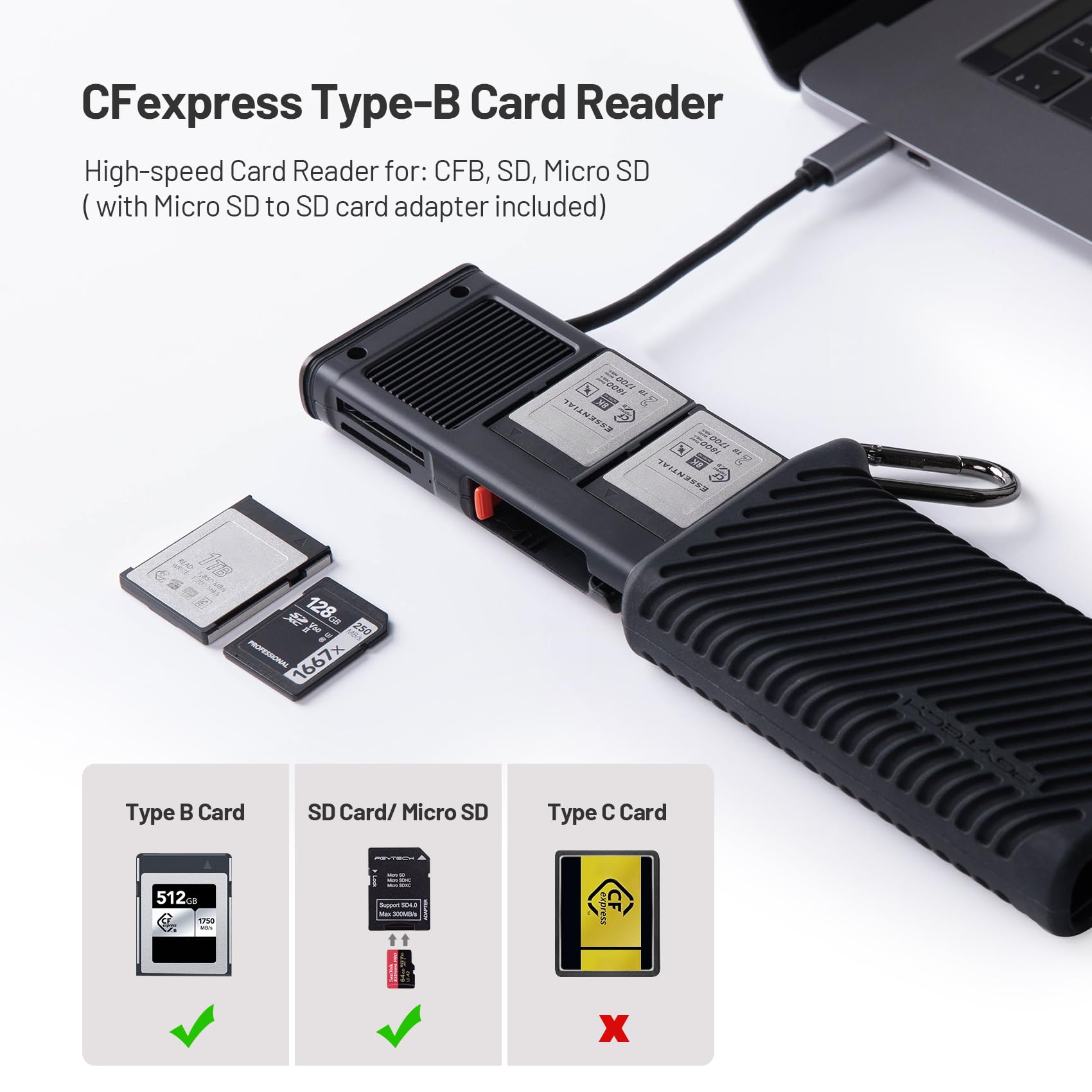 Pgytech Createmate Cfexpress Type B Card Reader Case Usb 3.2 Gen 2 10Gbps Sd Card Reader For Photographers