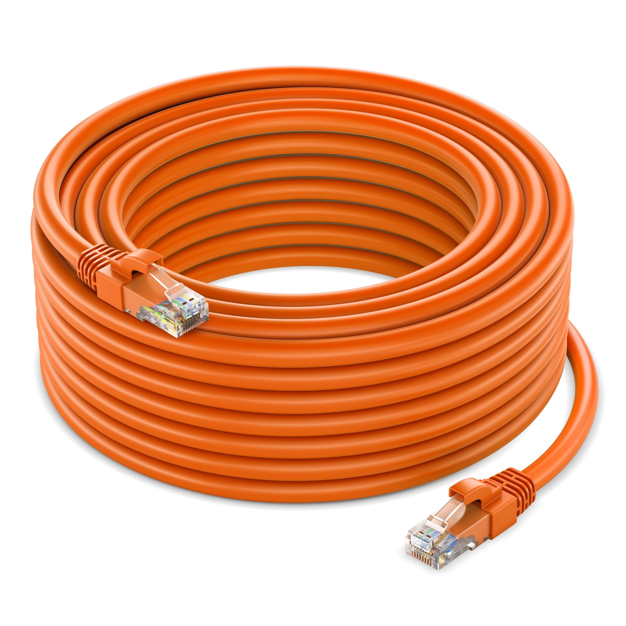 Maximm Cat 6 Ethernet Cable - 25 ft High-Speed LAN & Internet Patch Cable, UTP, 10Gbps, 550MHz - Orange