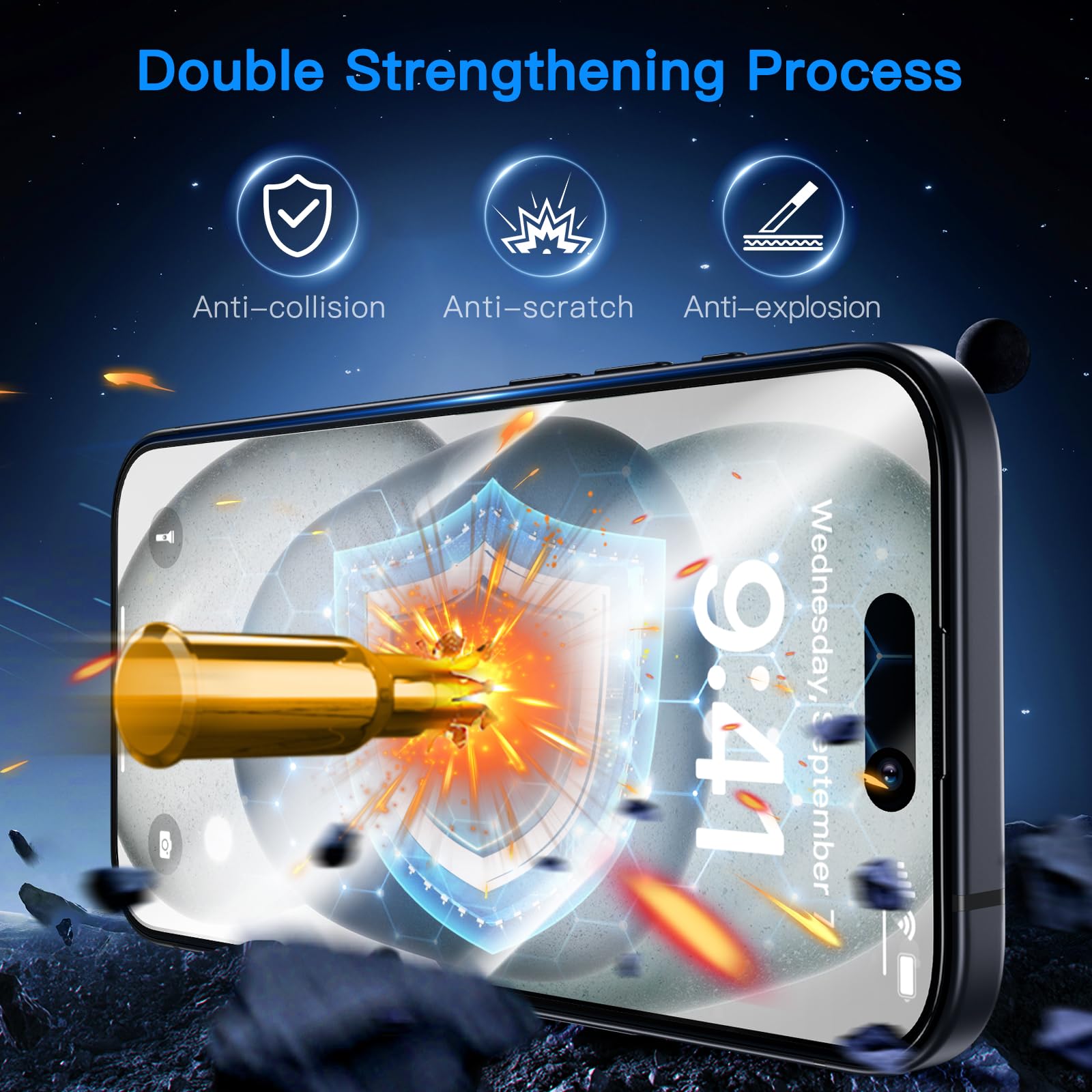 Uyiton Anti Blue Light For Iphone 15 Plus Screen Protector   Unbreak Glass Easy Fit Full Coverage Case Friendly Scratch Resistan