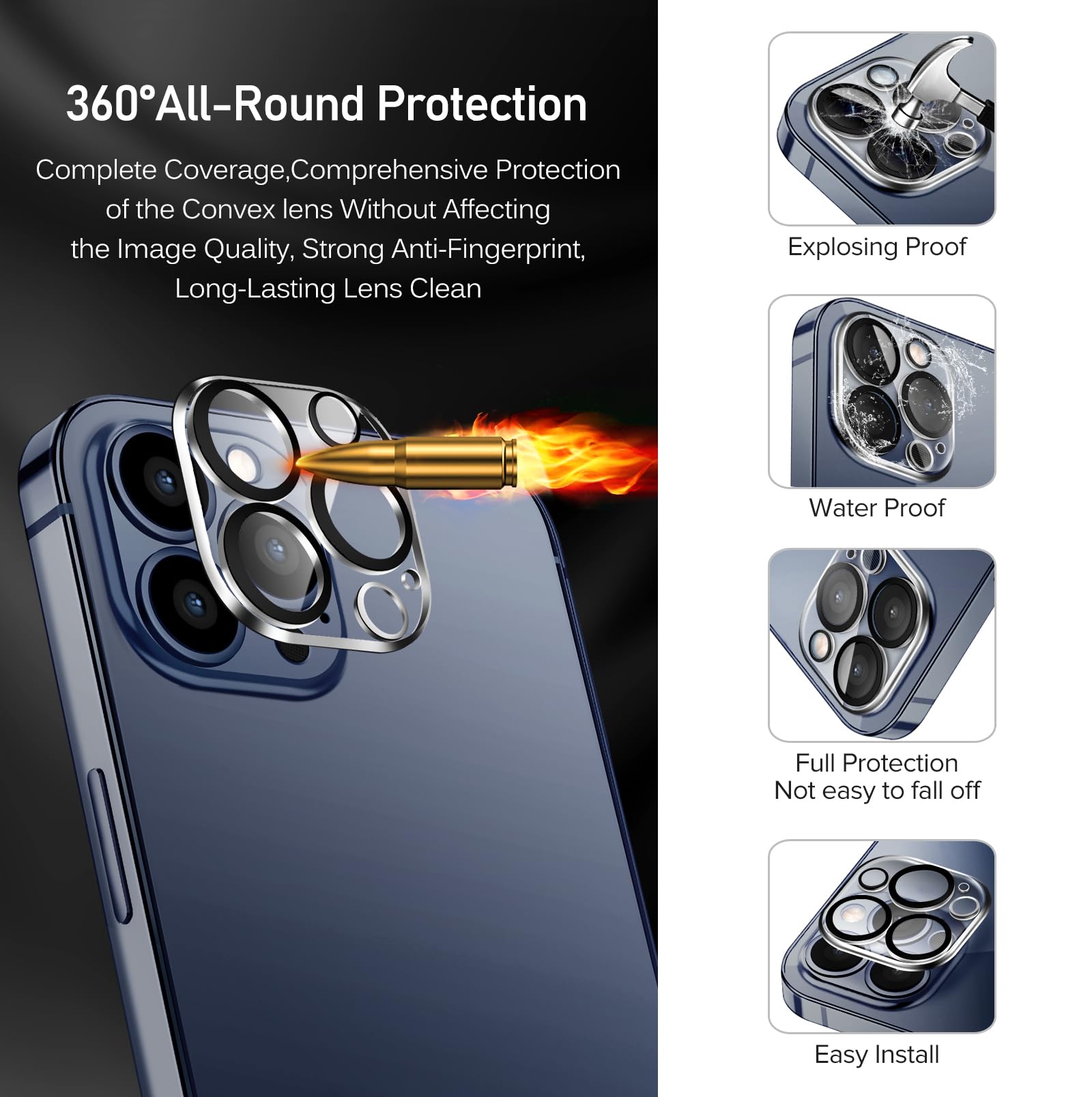Ivoler 3+3 Pack Tempered Glass For Iphone 15 Pro Screen Protector 6.1'' [3 Pack] With [3 Pack] Camera Lens Protector With [Align