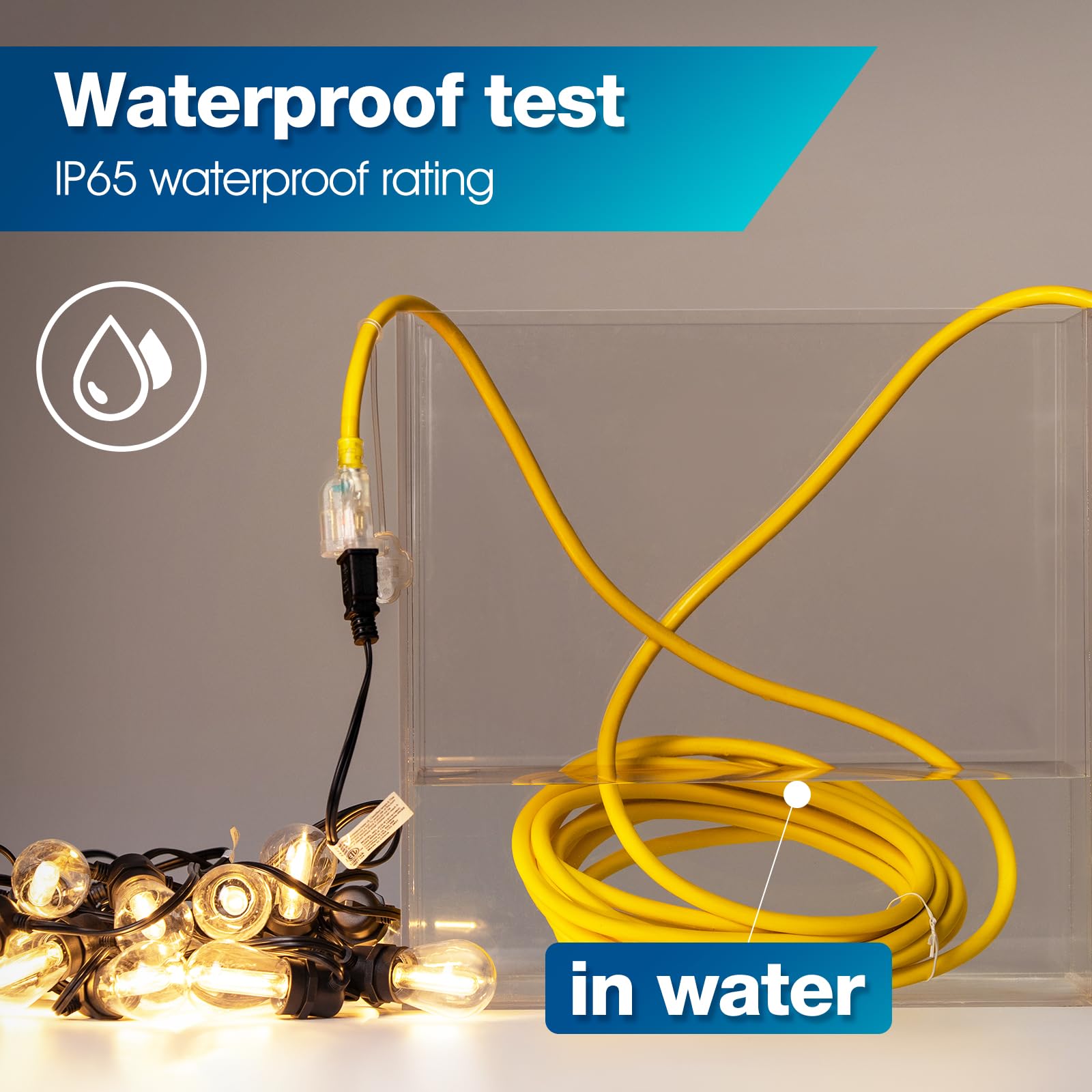 Bbounder 12 Gauge Extension Cord 200 Ft With Lighted And Yellow Jacket, 15A 1875W Heavy Duty Outdoor Extension Cord Waterproof W