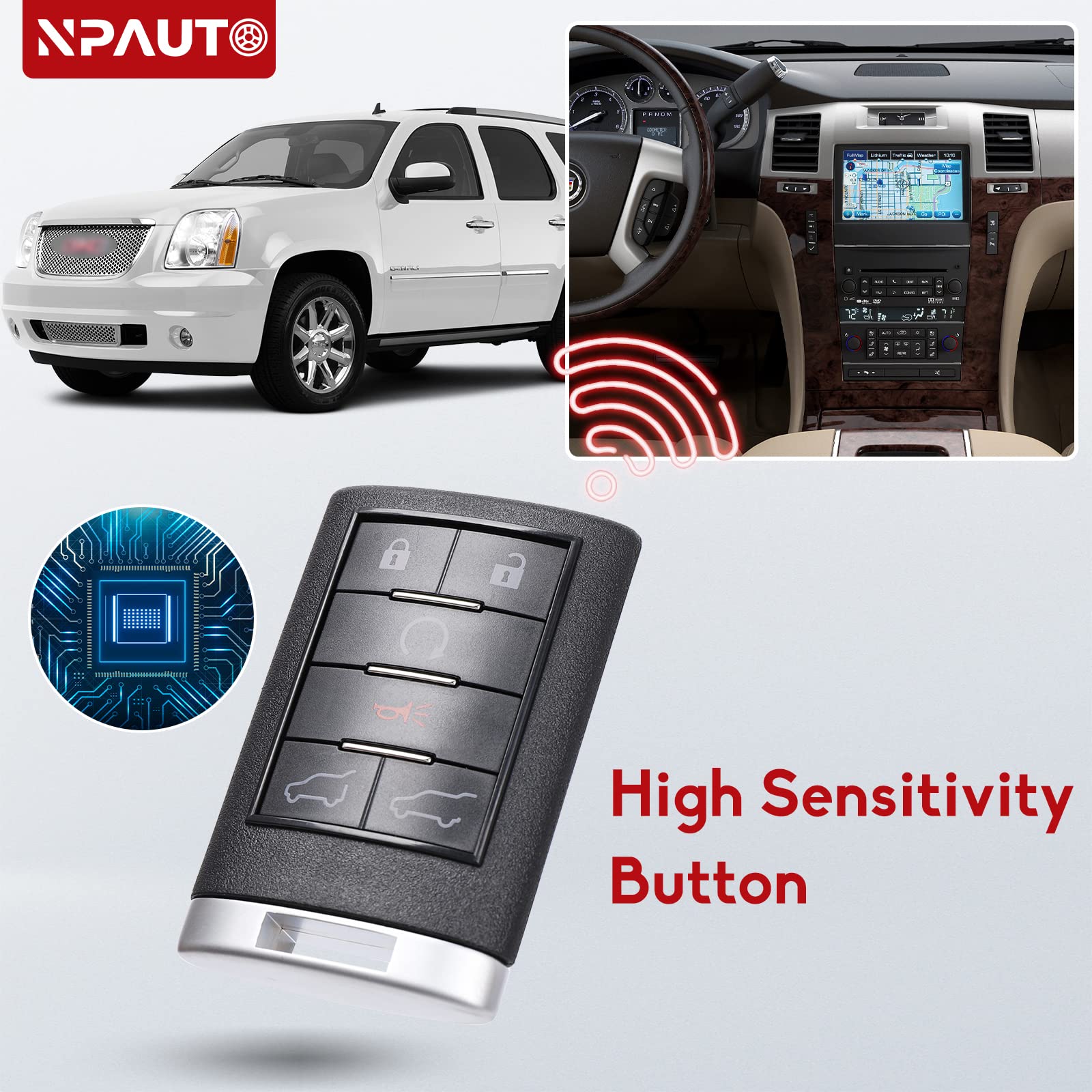 Npauto Key Fob Compatible With Caddilac Escalade Esv Ext 2007 2008 2009 2010 2012 2013 2014   Keyless Entry Remote Control Start