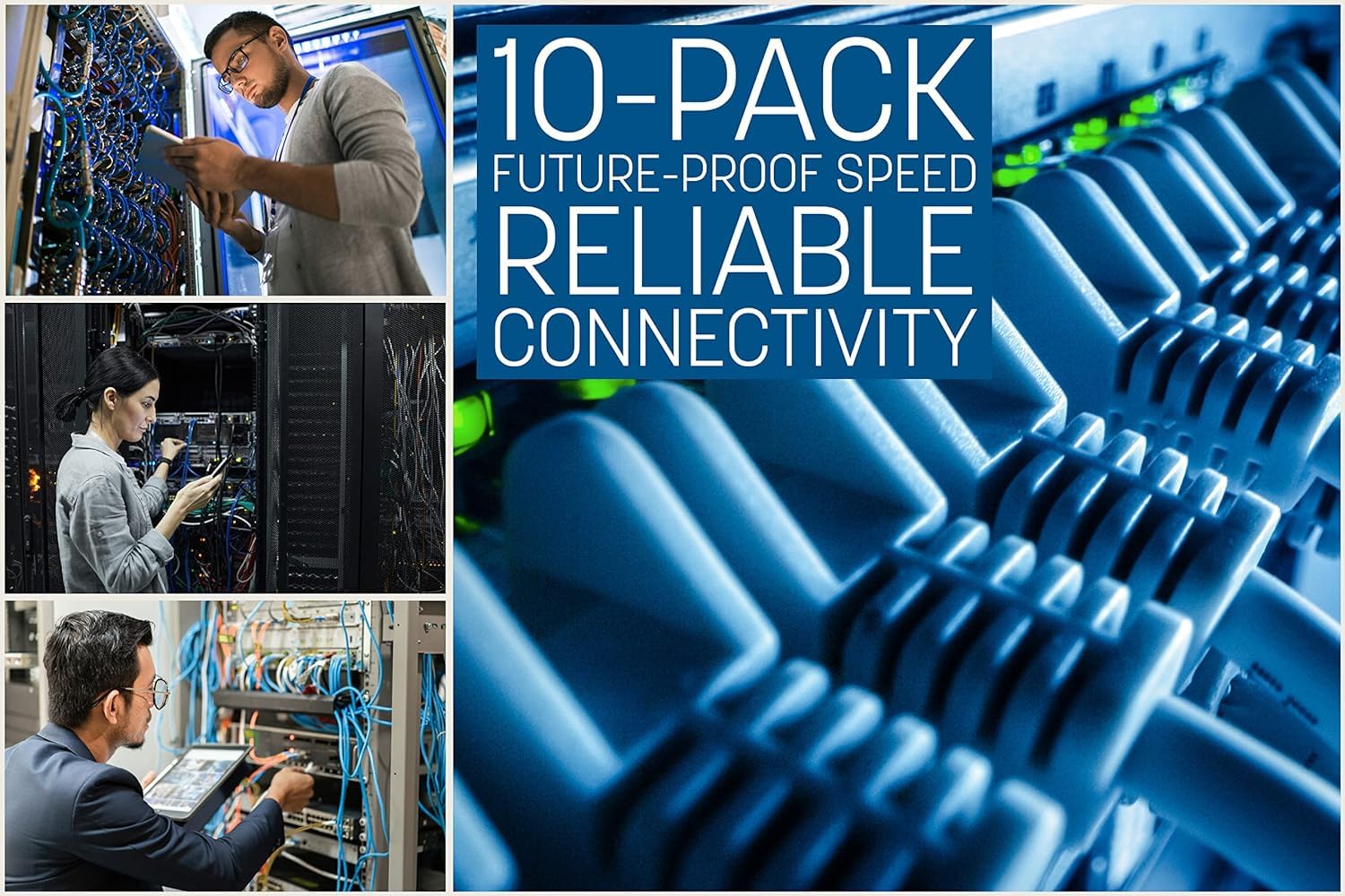 Intellinet Slim Cat8 Ethernet Network Patch Cable - 10-Pack - 40Gbps & 2000Mhz, Snagless Boot, 30Awg Pure Bare Copper Wire, Gold