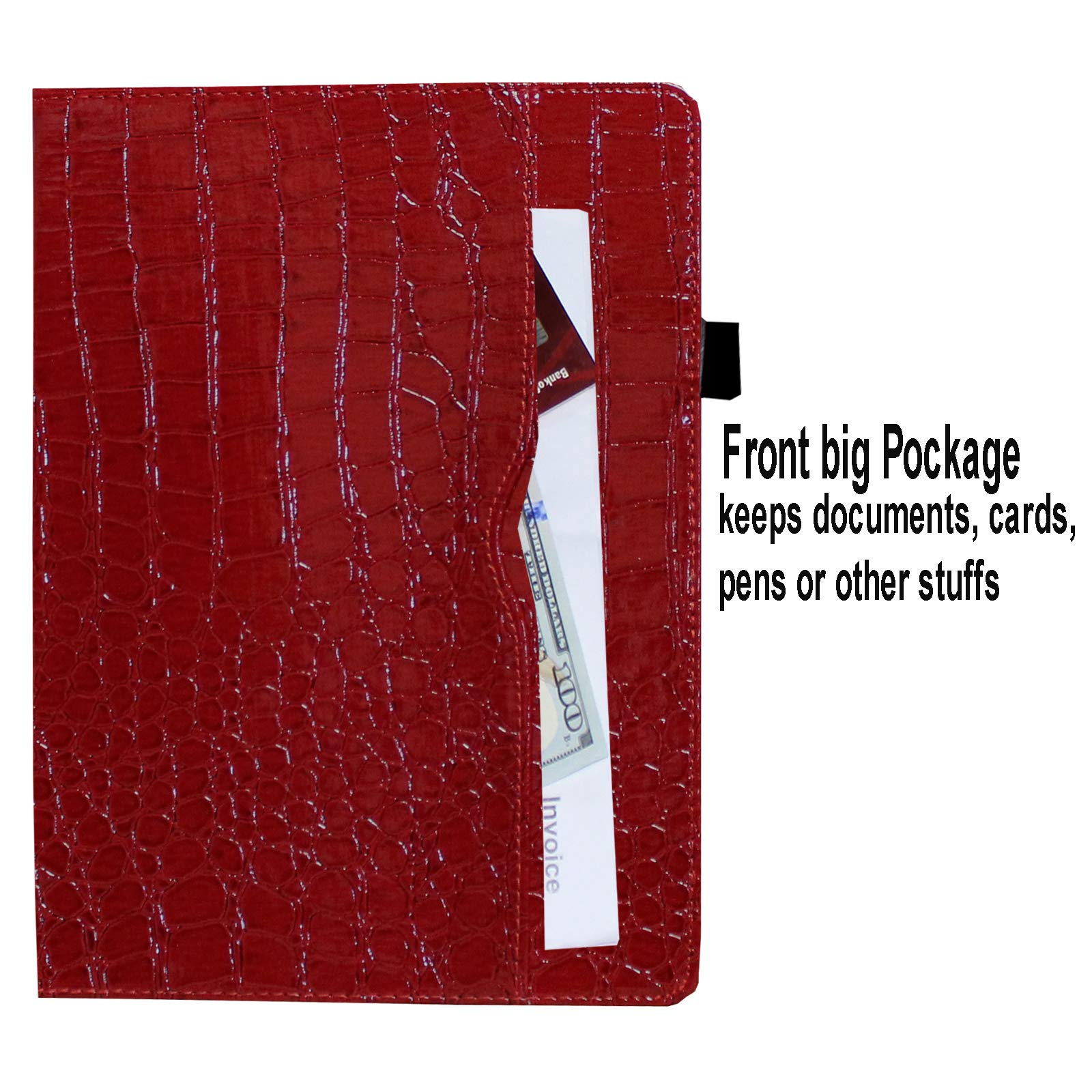 Jytrend Case For Ipad 9.7 (2018) 6Th/(2017) 5Th Generation, Ipad Air 1(2013)/Air 2(2014), 360 Rotating Multi Angle Viewing Stand Smart Cover With Pocket And Pen Holder, Auto Wake Up/Sleep (Crocodile)