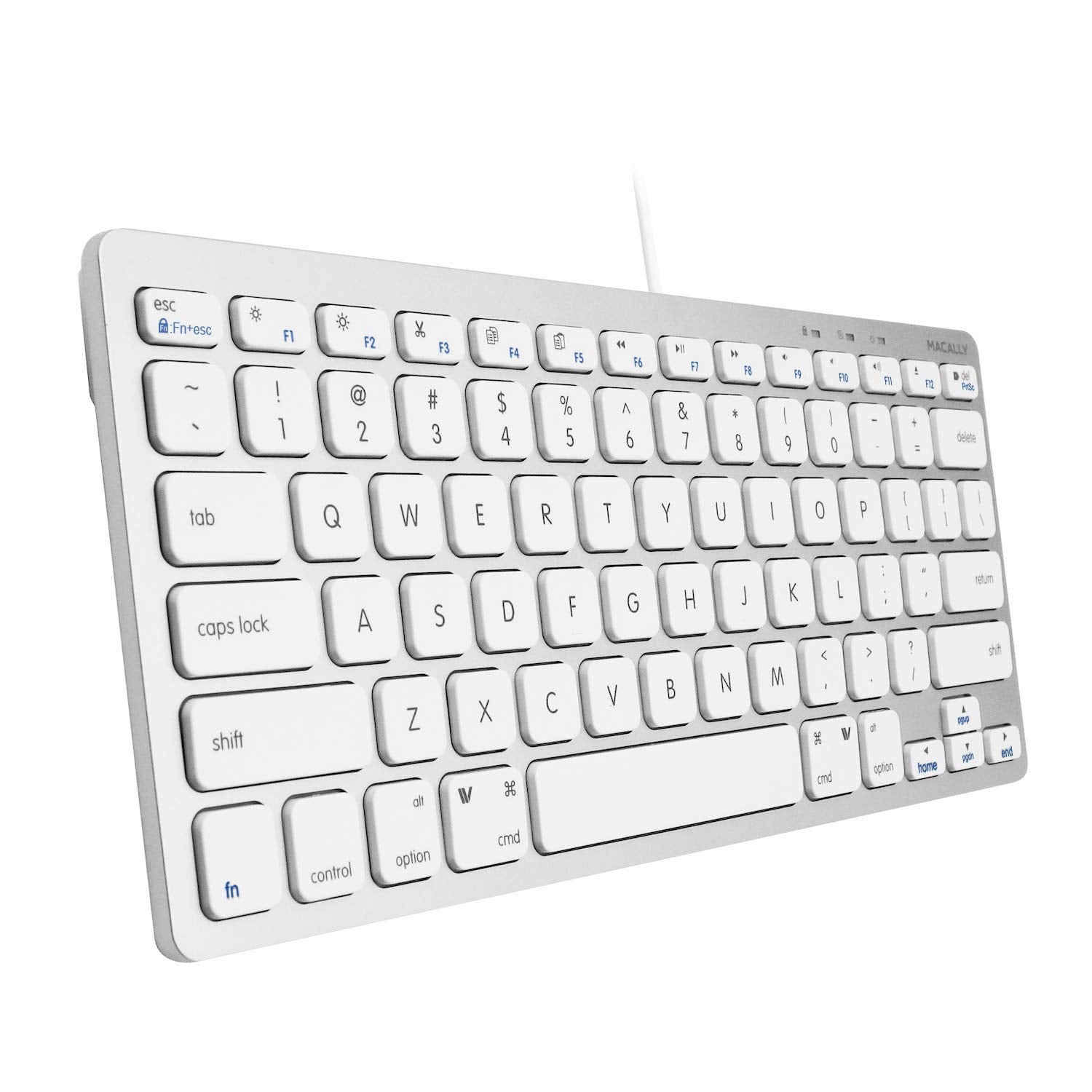 Macally Small Wired Keyboard for Mac and Windows  78 Scissor Switch Keys Compatible Apple Keyboard  USB Mini Keyboard That Sav