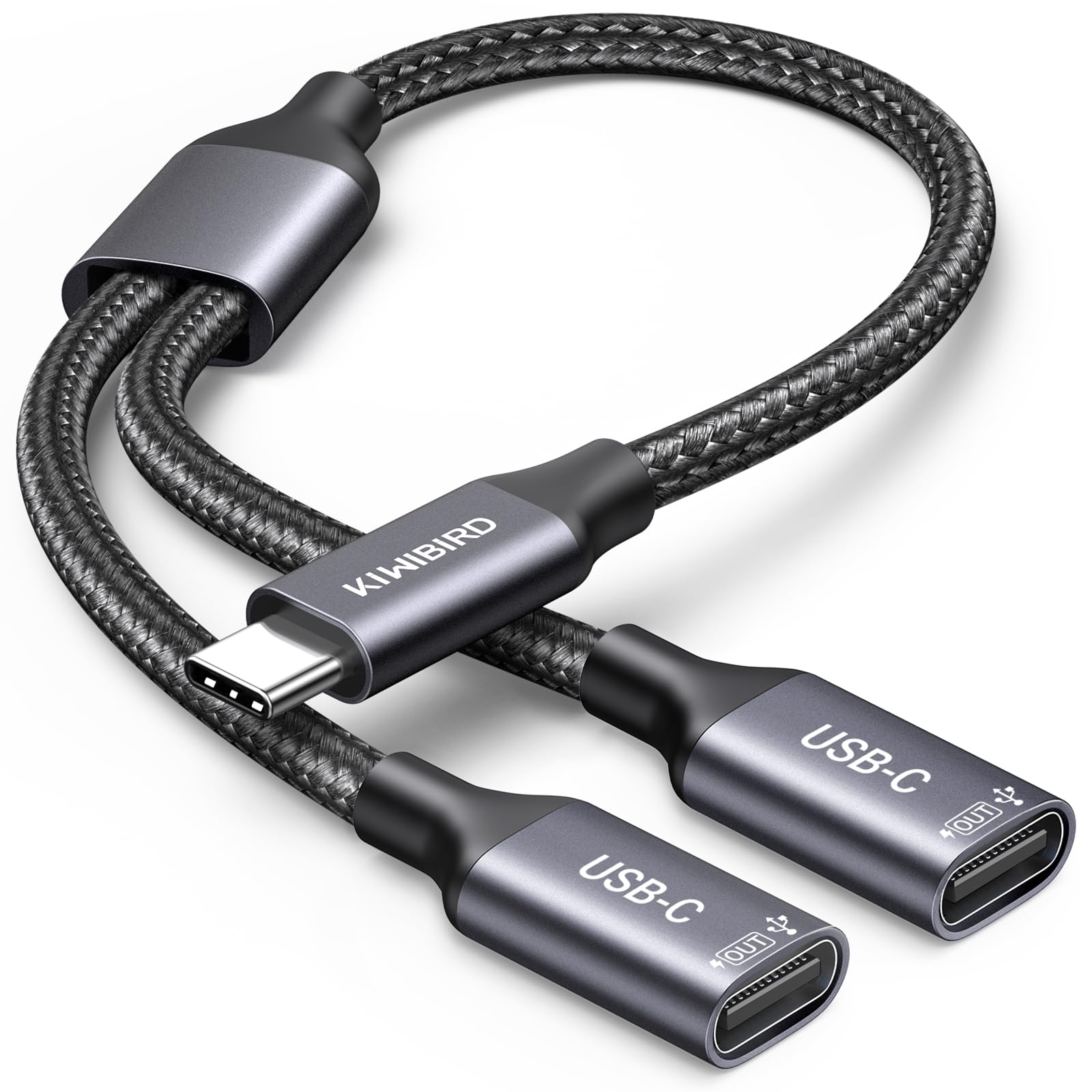 KiwiBird USB C Splitter 1 in 2 Out, Type C Splitter 1 in 2 Out