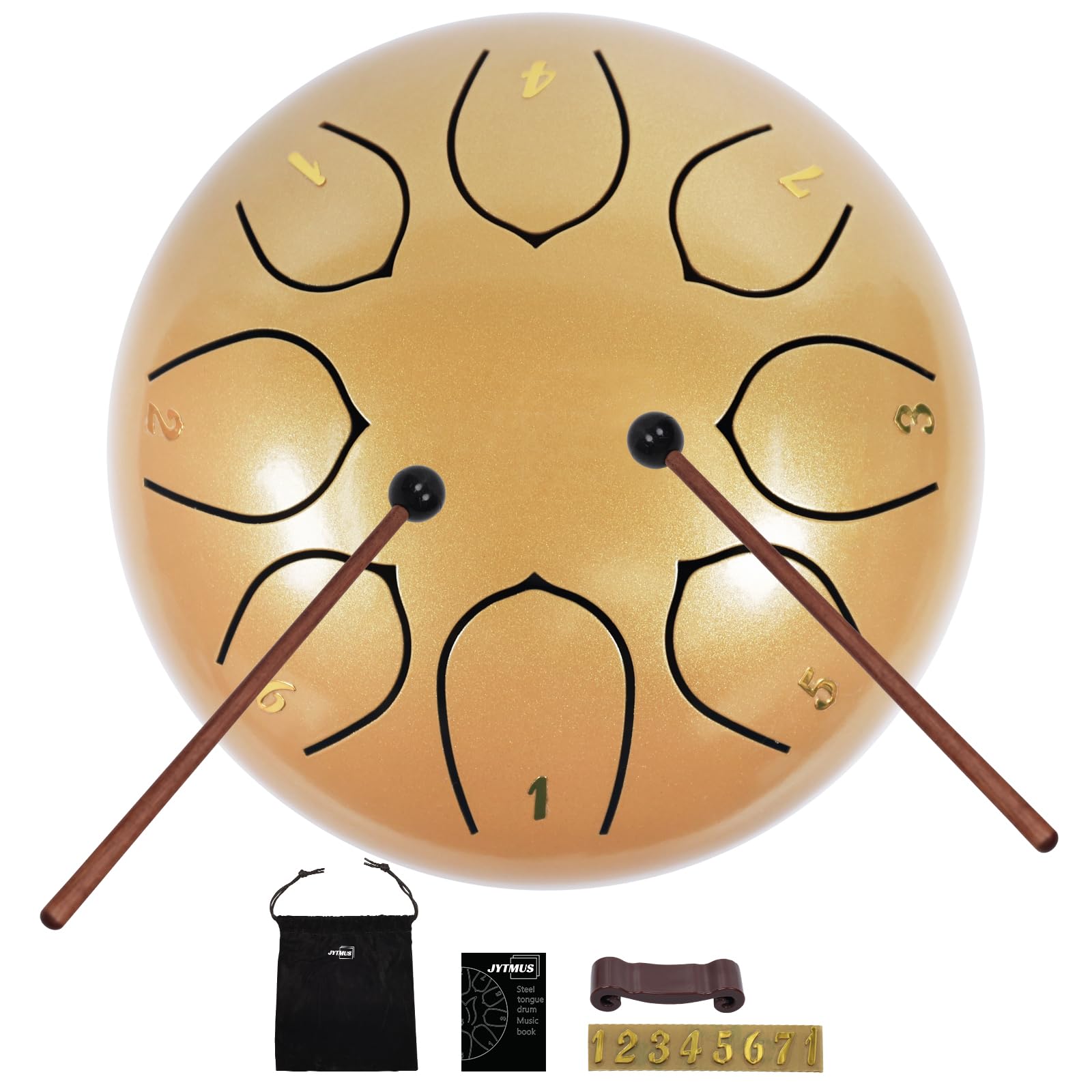 Jytmus Steel Tongue Drum 8 Notes 6 Inches, C Major Percussion Instruments, Steel Drum Kit With Music Book, Carry Bag, Drum Malle