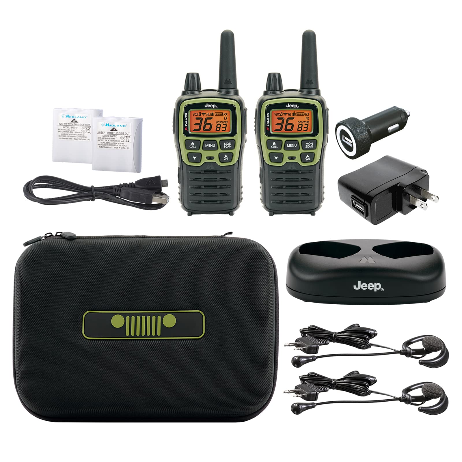 Midland   T77Vp5J Frs Jeep� X Talker Extreme Dual Pack   22 Channels, 121 Privacy Codes, Water Resistant   Clear Communication With Weather Alert   Jeep� Branded Carrying Case & Headset Included