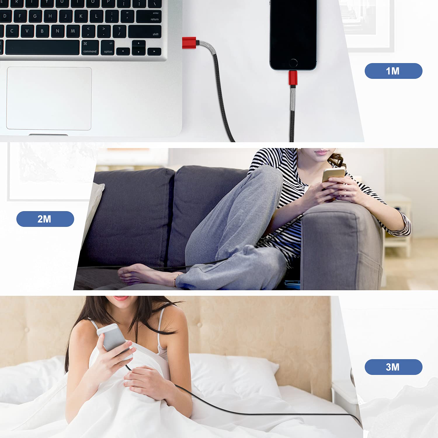 3 Pack For [Apple Mfi Certified] Iphone Charger 3Ft, Lightning To Usb Cable 3 Feet, Fast Apple Charging Cable Cord 3 Foot For Ip