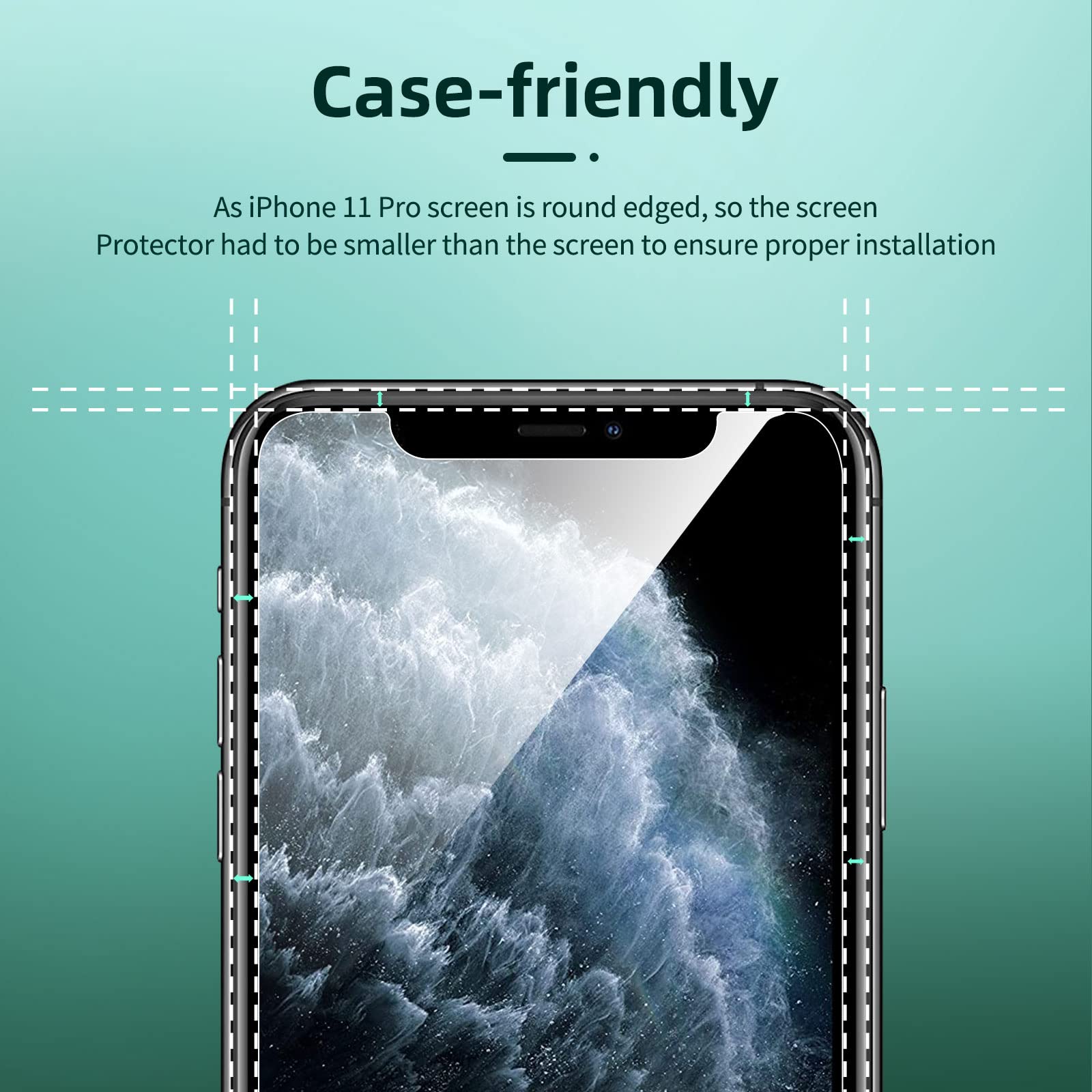 New'C 4 Pack, 2 Pack Screen Protector For Iphone 11 Pro + 2 Pack Camera Lens Protector, Sensor Protection,Case Friendly Tempered