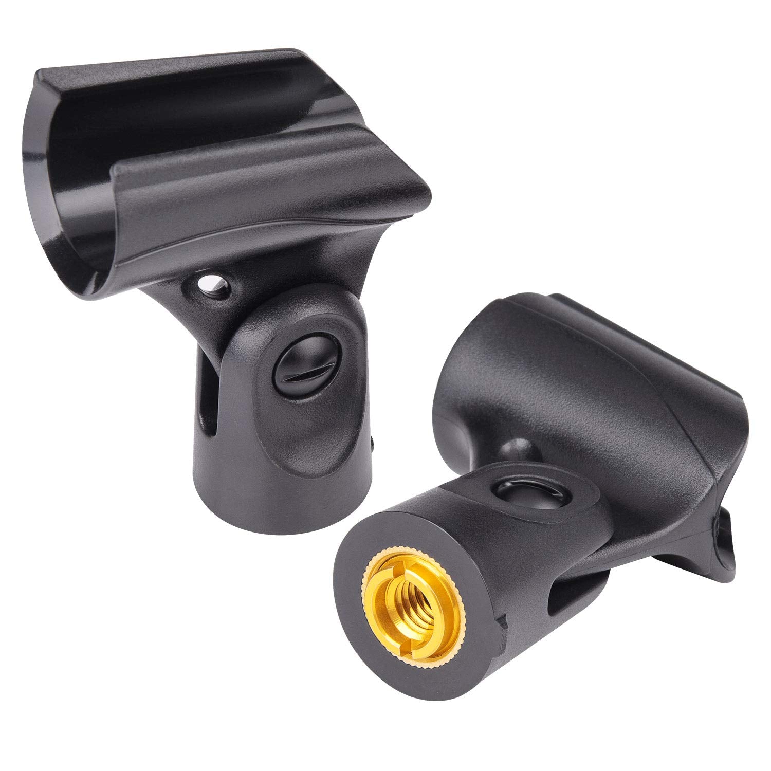 Universal Microphone Clip Holder With Nut Adapters 5/8' To 3/8',Black,5 Pack