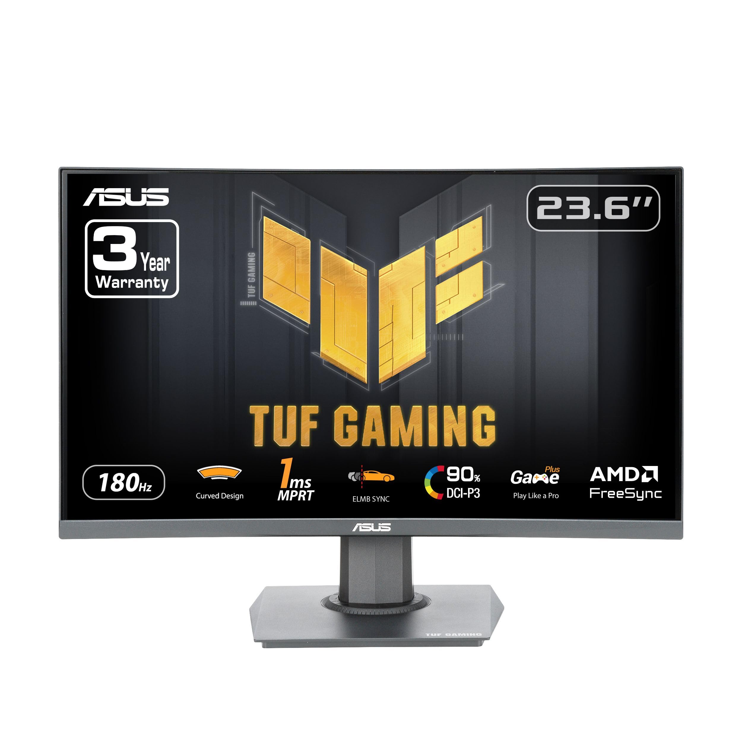 Asus Tuf Gaming 24    (23.6 Inch Viewable) Curved Monitor (Vg24Vqer)   Fhd, 180Hz, 1Ms, Dci P3 90%, Extreme Low Motion Blur Sync
