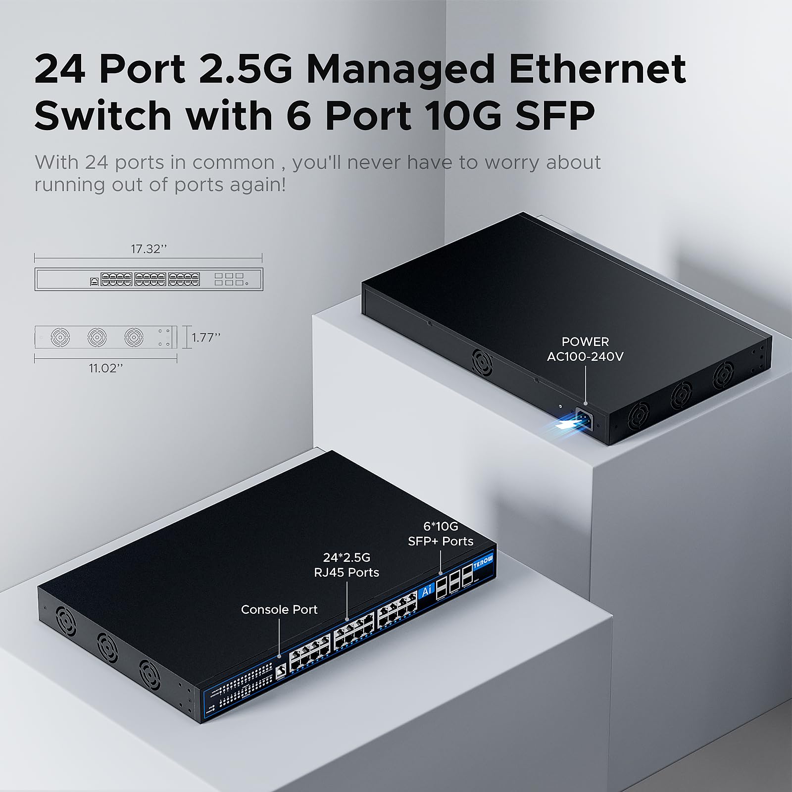30 Port Managed Multi-Gigabit Switch| 24 X 2.5G Port With 6 X 10G Sfp| 240G Bandwidth| Ieee802.3Ab/Bz| Support Qos,Extend/Vlan M