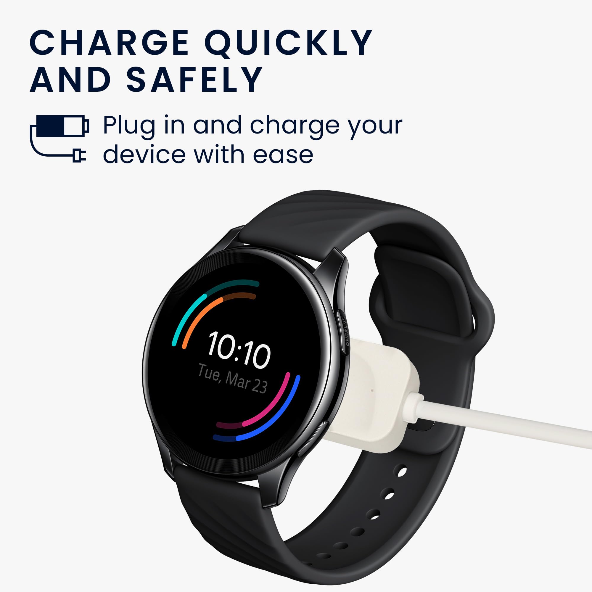 Kwmobile Usb Cable Charger Compatible With Oneplus Watch 2 / Watch 3 Cable - Charging Chord For Smart Watch - White Matte