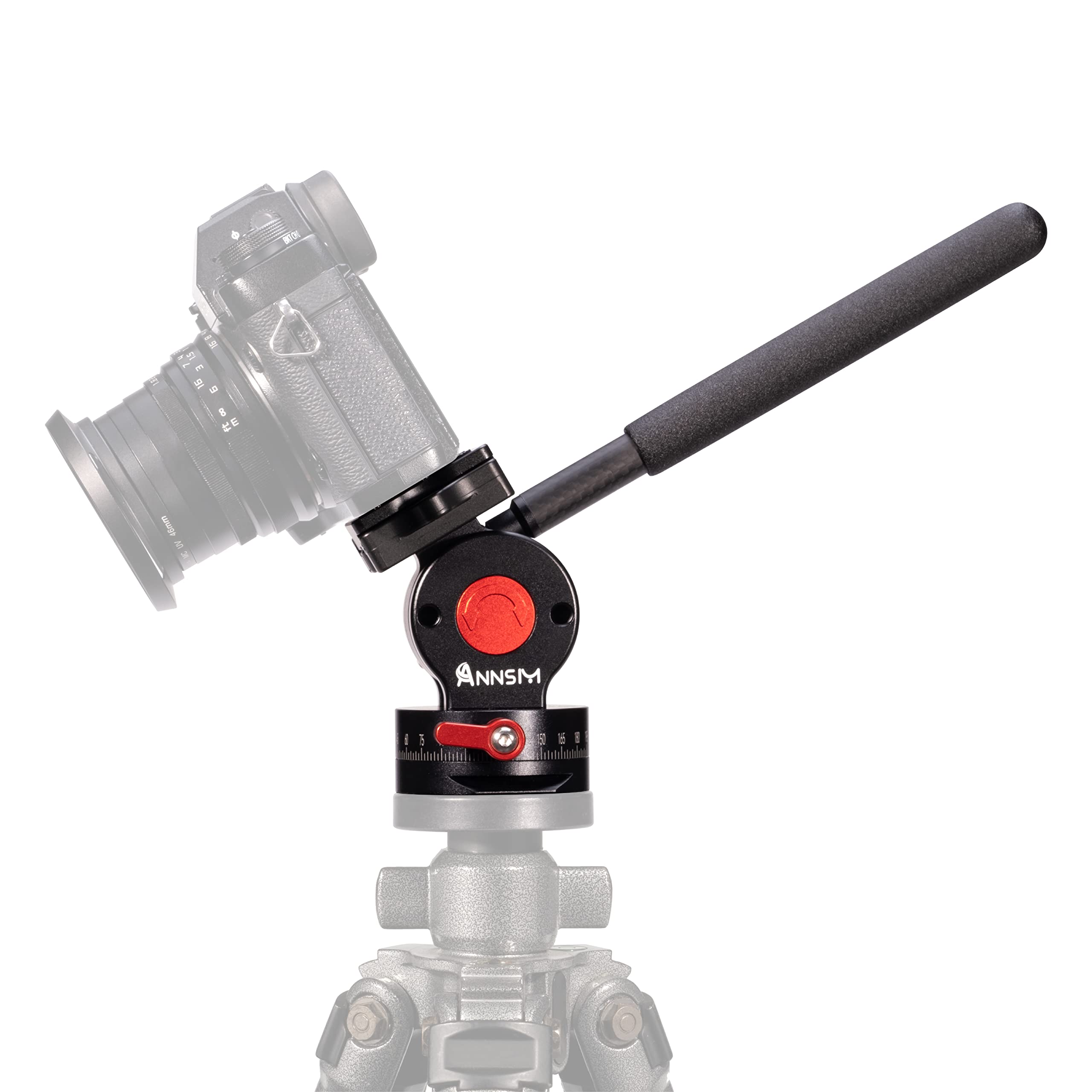 Annsm Tripod Fluid Drag Pan Tilt Head Vertical With Handle Grip 180 Degree Swivel With Arca Swiss Quick Release Plate And Standard For Dslr Camera