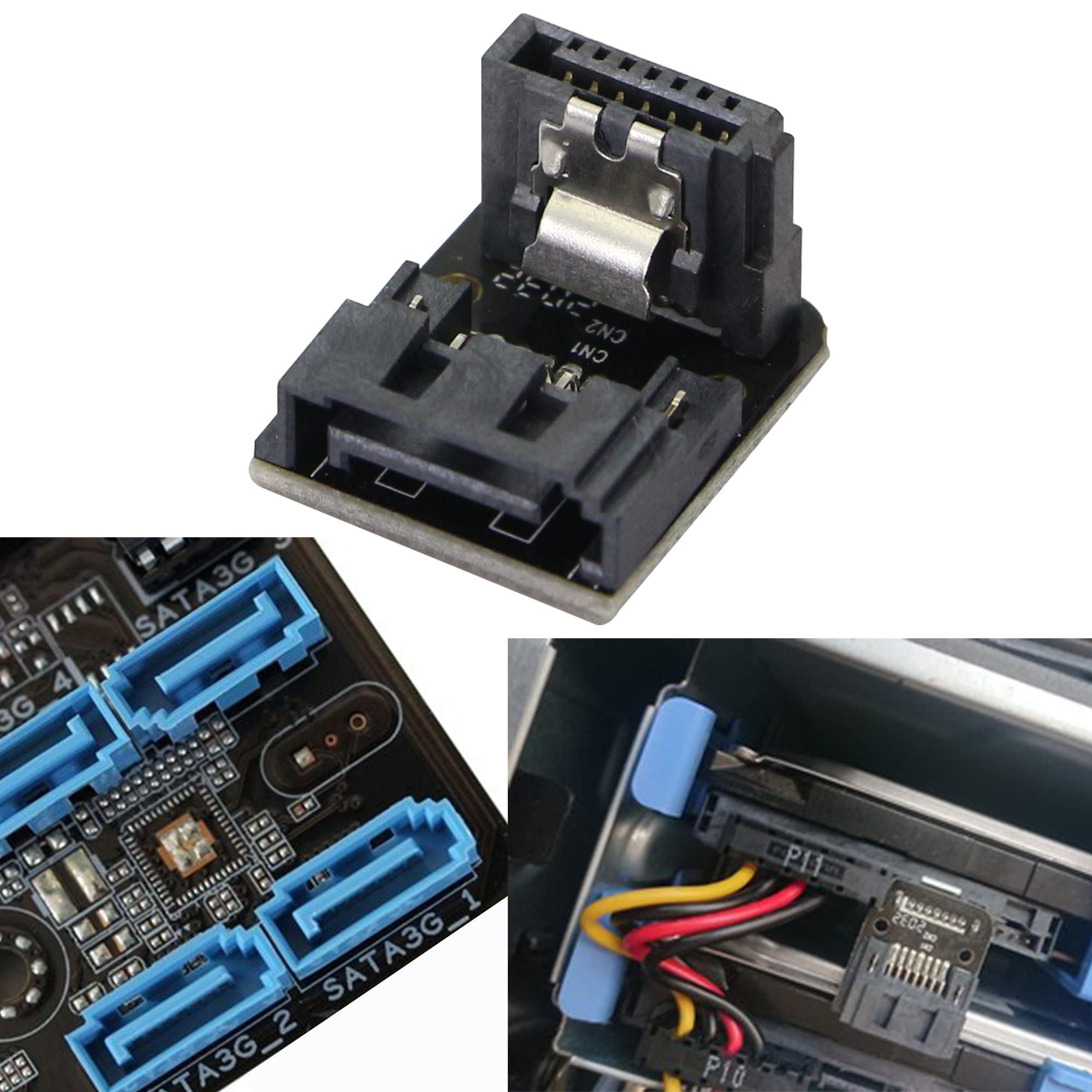 Cerrxian 90 Degree Sata Adapter, Up Angle Sata 7Pin Male To Female Converter For Motherboard Desktops Computer Ssd Hdd(Up/Front)