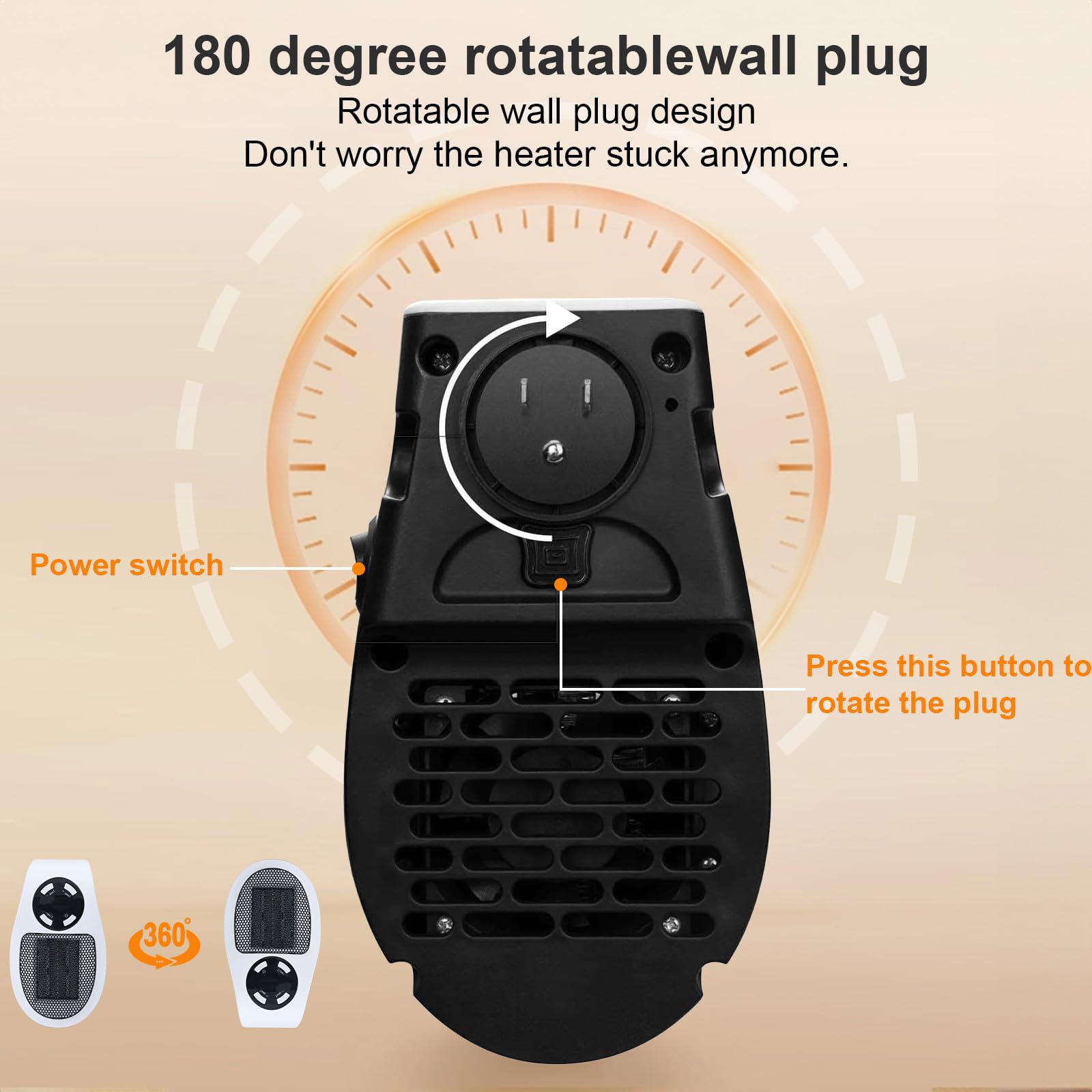 Smart Thermostat Space Heater,450W Portable Electric Small Heater With Timer/Overheat Protection,Safe Heater,Energy Saving Heate