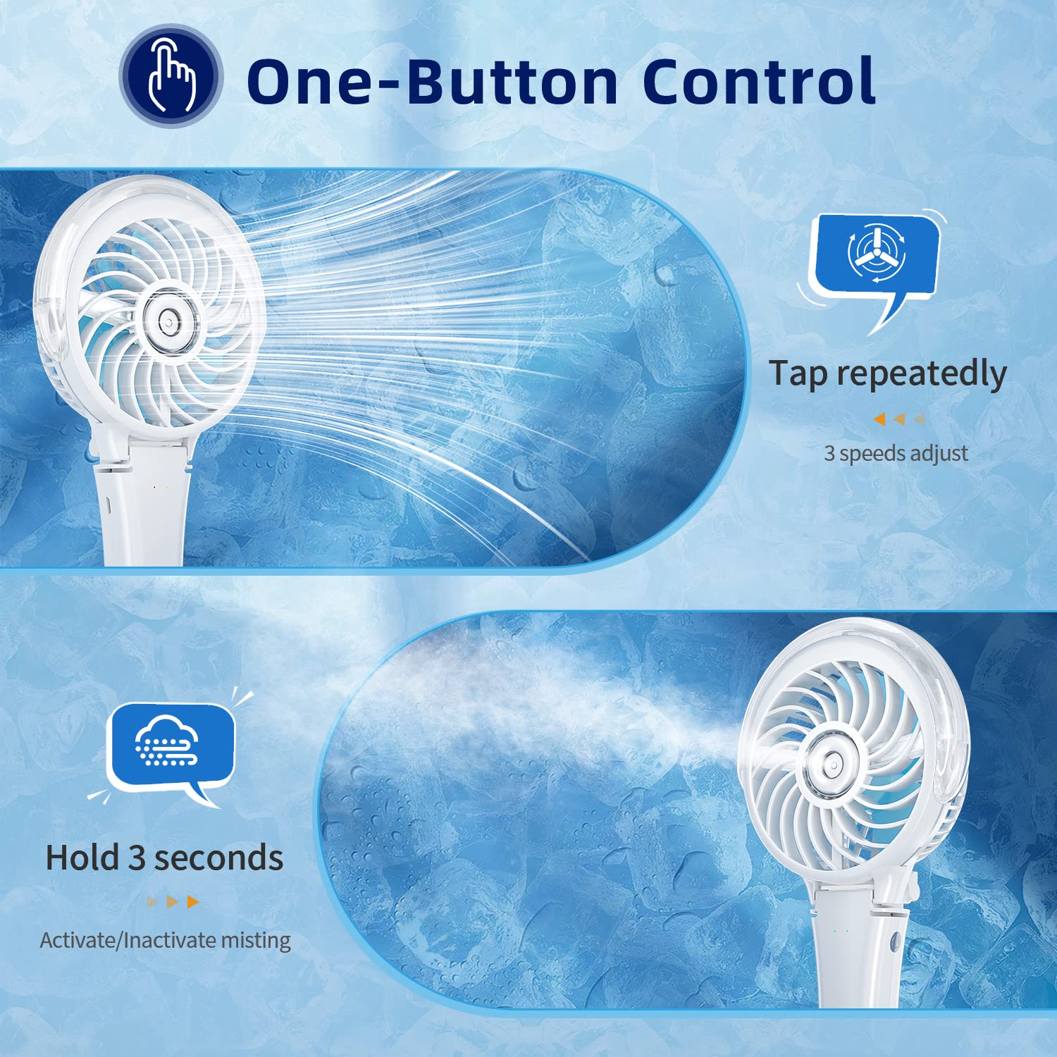 Handfan Portable Misting Fan, Handheld Mister Fan, Usb Rechargeable Personal Mist Fan, Battery Operated Spray Water Fan, Mini El