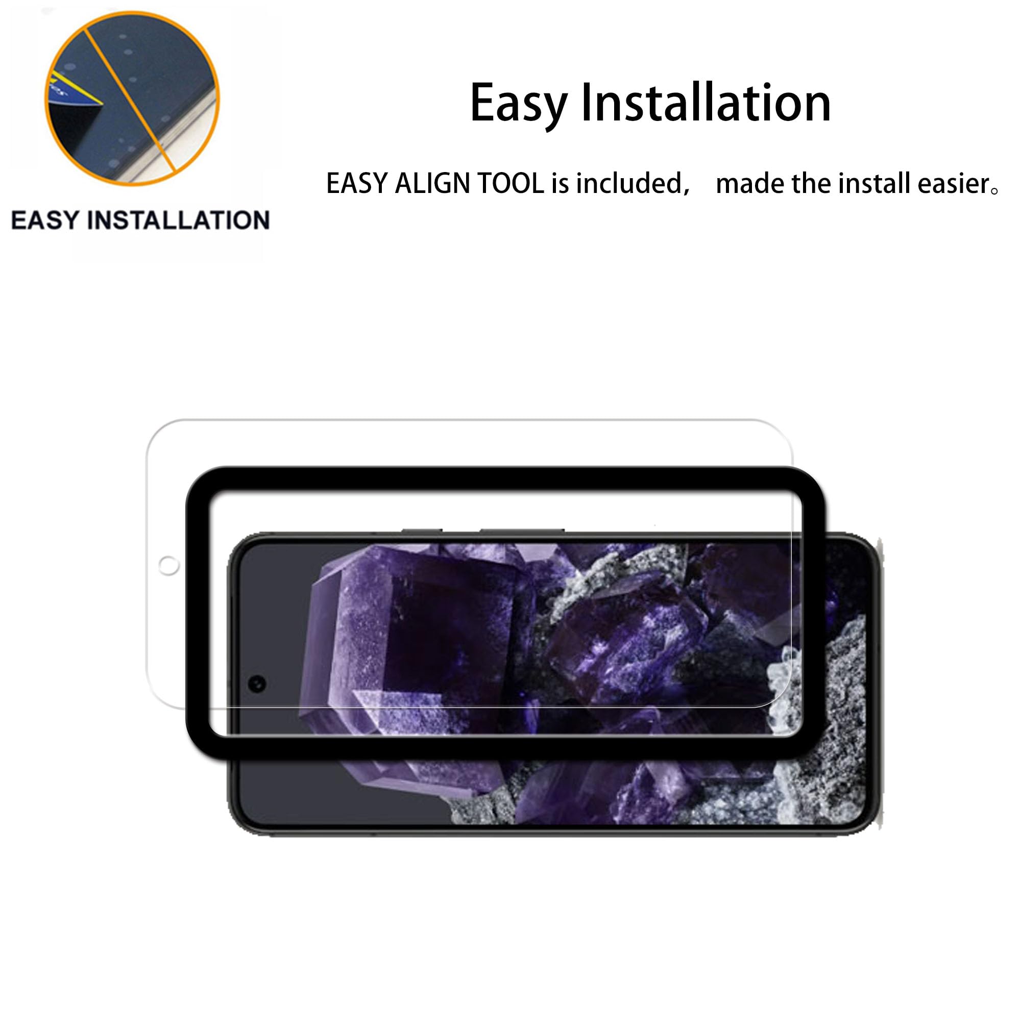 Hkkais Screen Protector For Google Pixel 8 Tempered Glass 2 Pack Camera Lens Protector Film 2 Pack With Easy Alignment Tool