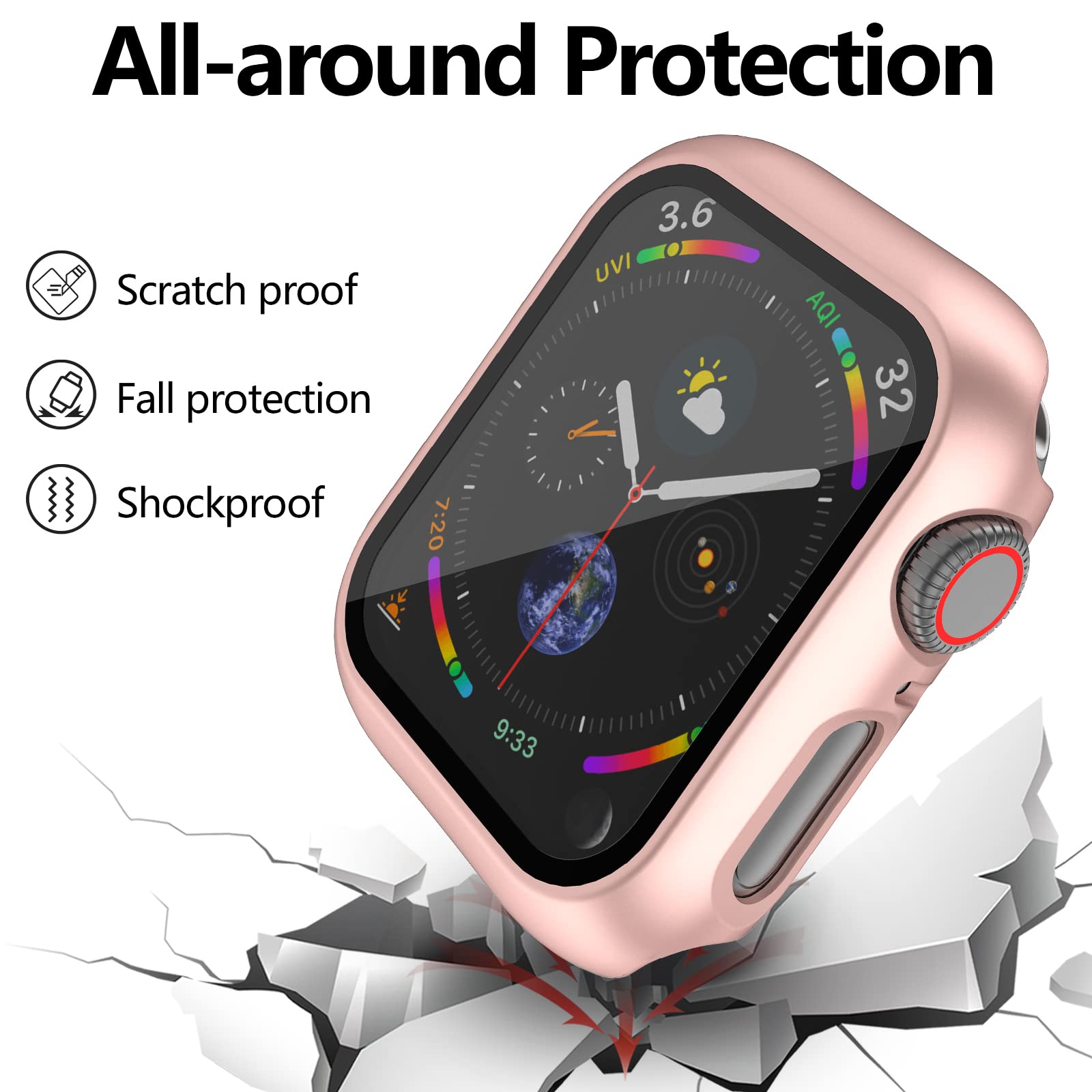 10 Pcs Jomitvp Hard Pc Case Compatible For Apple Watch Series 3/2/1 42Mm With Tempered Glass Screen Protector, All Around Protec