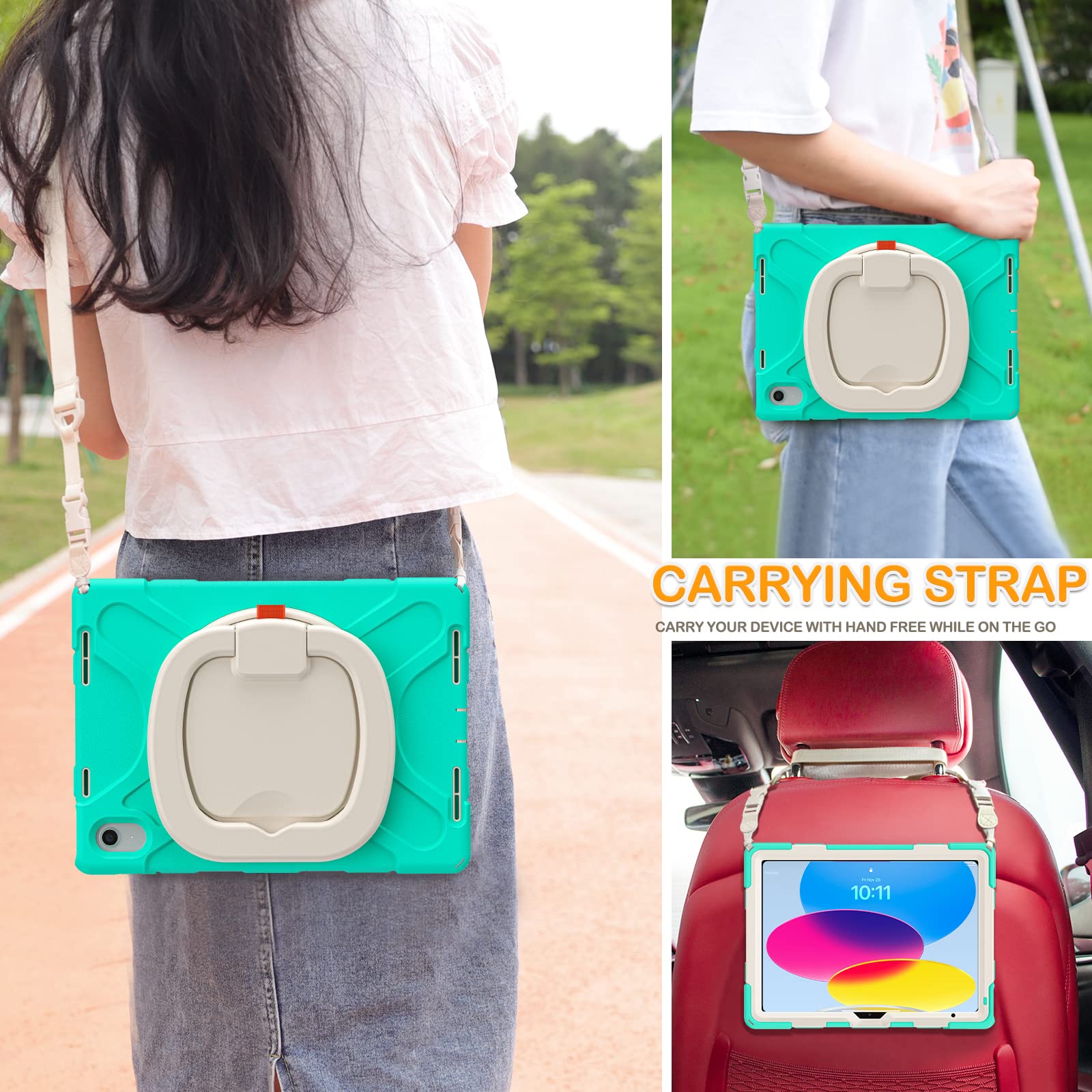 Braecn Kids Case For Ipad 10Th Generation 10.9    2022 A2696 A2757 A2777 Shockproof Silicone Cover With Screen Protector/Pencil