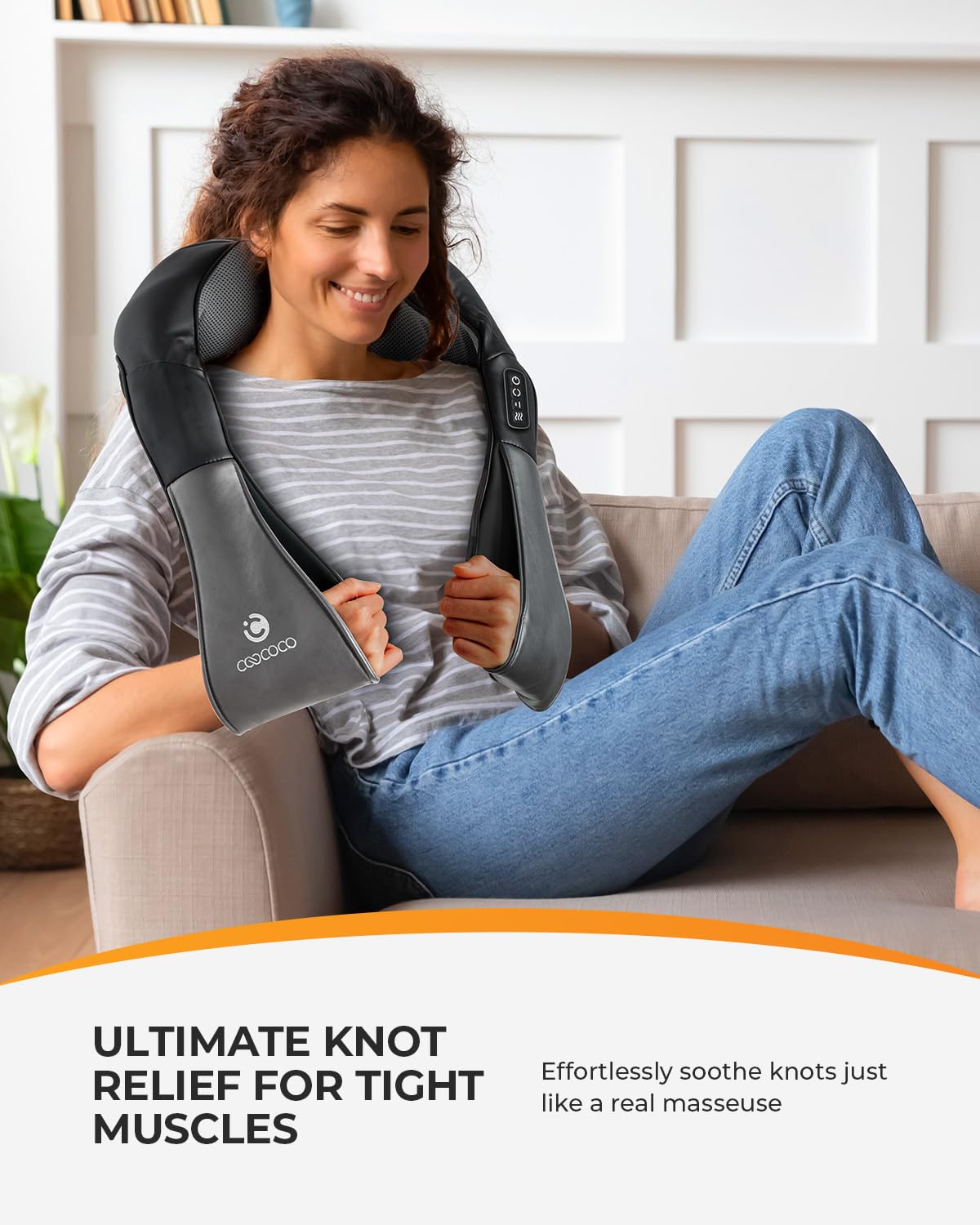 Coococo Shiatsu Neck & Back Massager With Heat, Valentines Day Gifts For Him Men, Corded Electric Deep Tissue 3D Kneading Pillow