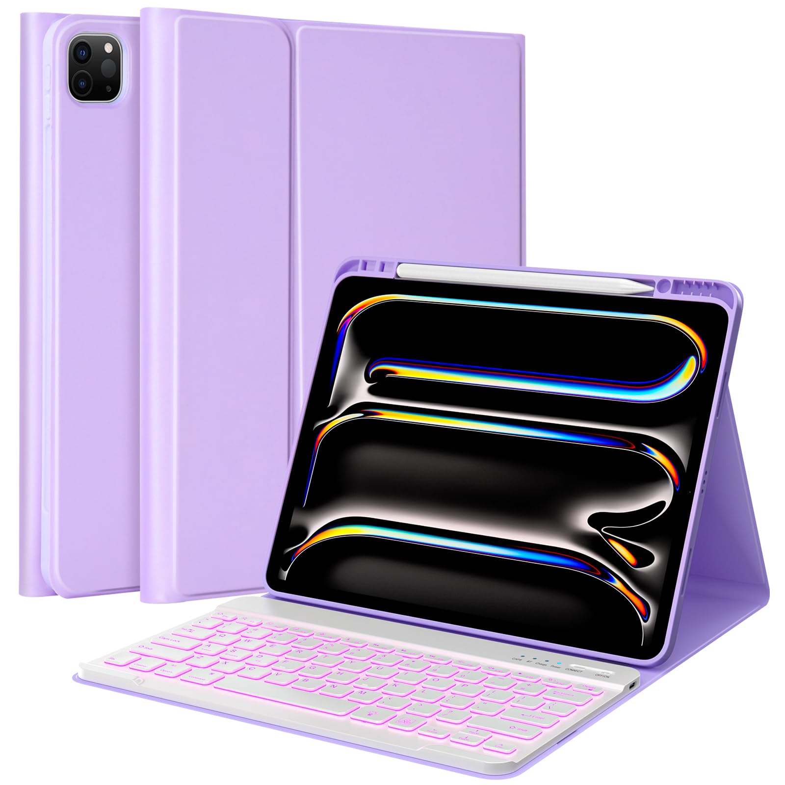 BQSS for iPad Pro 13 inch Case with Keyboard (M5/M4, 2025/2024), Purple