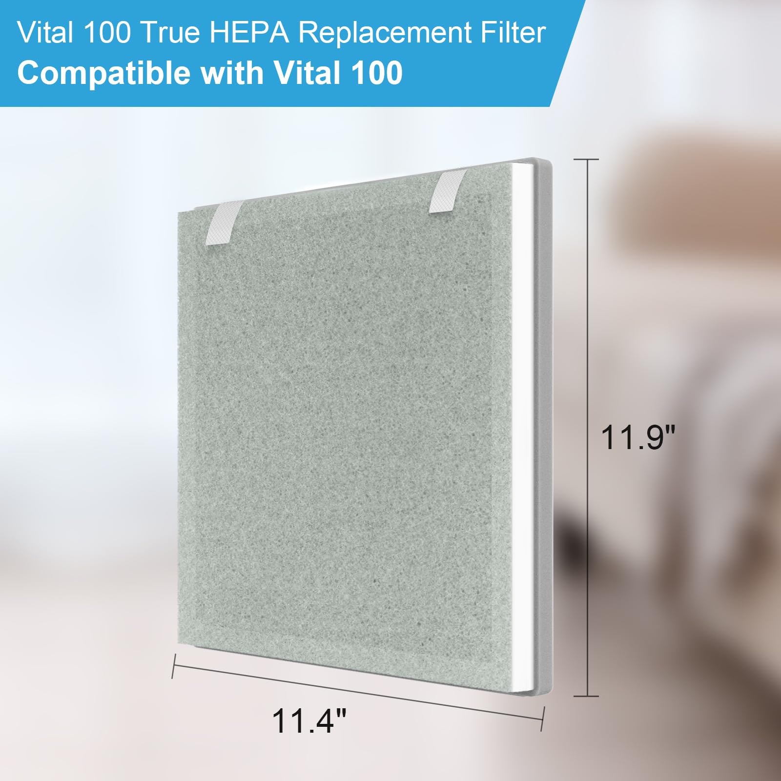 Gokbny Vital 100 True Hepa Replacement Filter Compatible With Vital 100 Purifier, Part Number Vital 100 Rf, Four(4) 3 In 1 Hepa