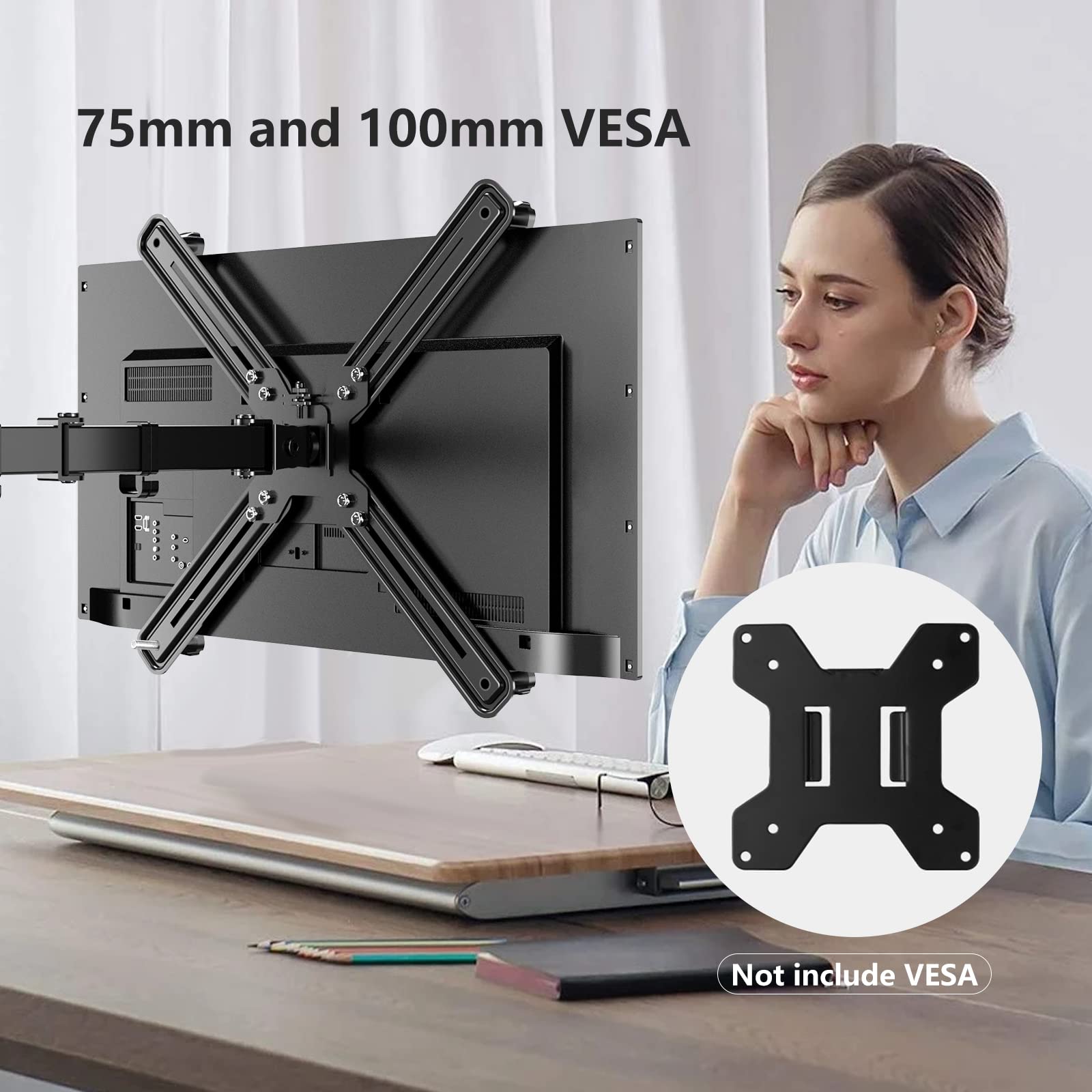 Pholiten Vesa Mount Bracket Adapter Monitor Arm Mounting Kit For Screen 13 To 27 Inch,75Mm Or 100Mm Vesa