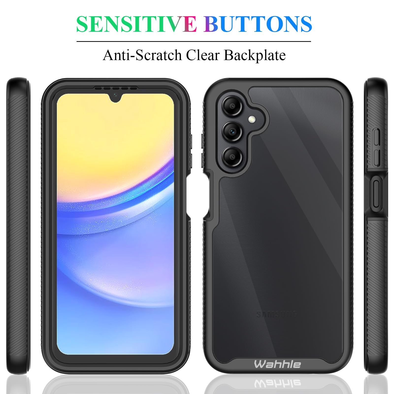 Wahhle Compatible With Galaxy A15 5G Case, Built In Screen Protector Full Body Shockproof Slim Fit Bumper Protective Phone Cover