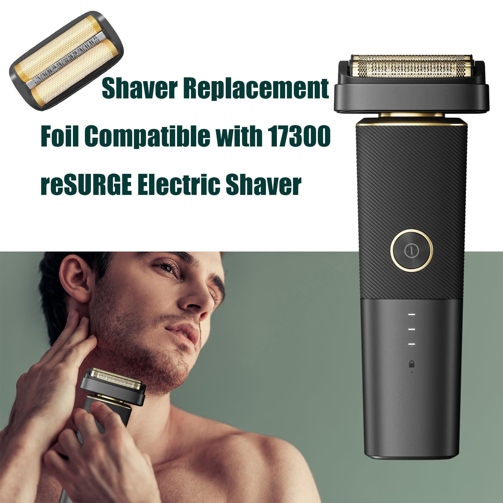 2 Pack Shaver Replacement Foil & Inner Cutters Compatible With Andis 17300 Resurge Electric Shaver,Black
