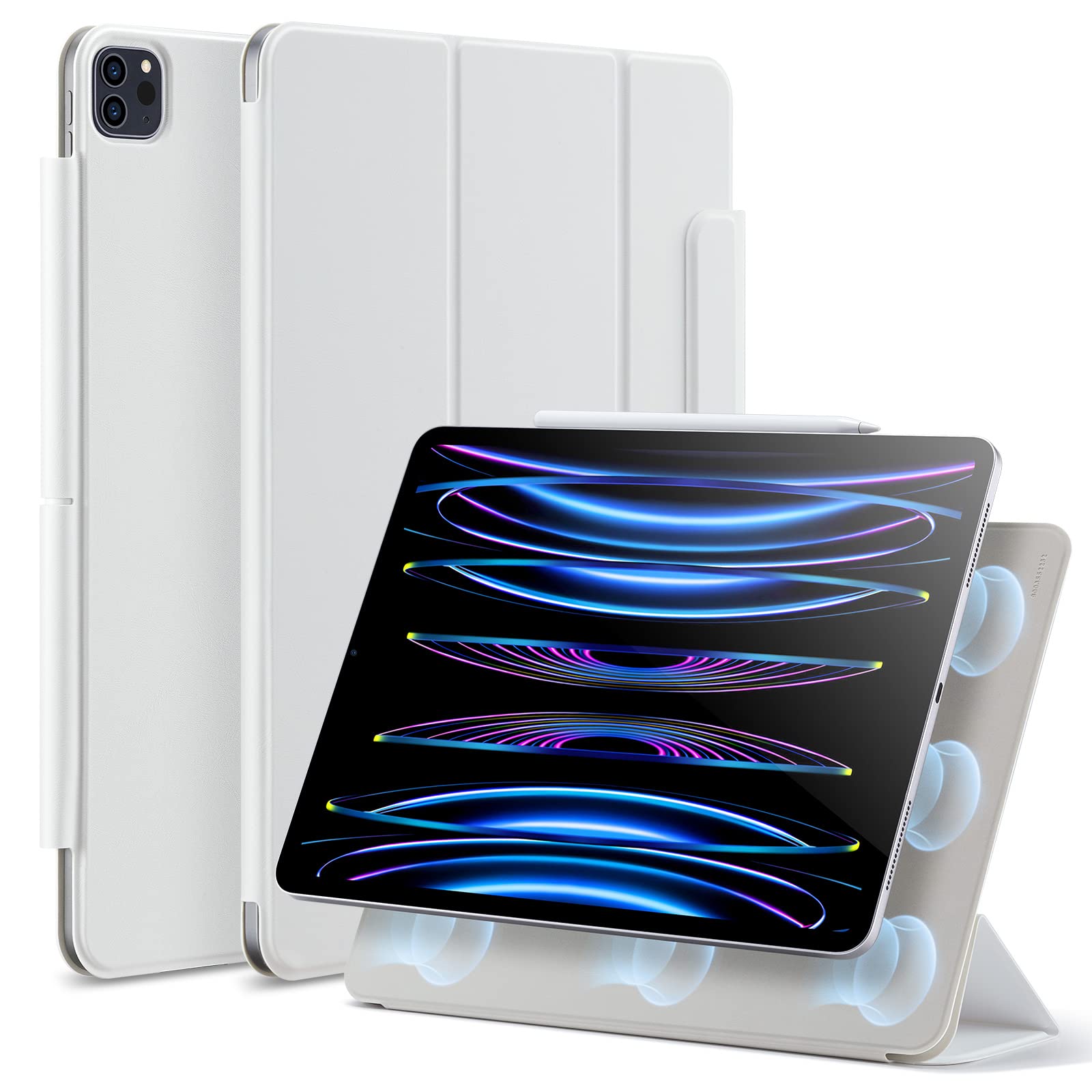Esr For Ipad Pro 11 Inch Case, Ipad 11 Pro Case (2022/2021/2020, 4Th/3Rd/2Nd Generation), Convenient Magnetic Attachment, 2 Way Stand, Full Pencil 2 Support, Rebound Magnetic Case, Brilliant White