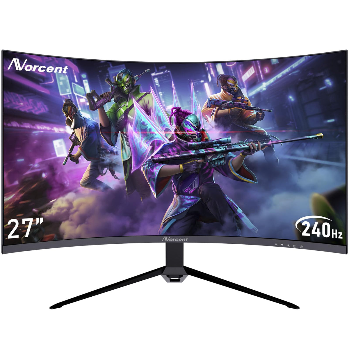 Norcent 27-Inch Fhd Va Gaming Curved Monitor With Rainbow Lights, 240Hz Refresh Rate, Eye Care 1080P Display, Freesync G-Sync Co