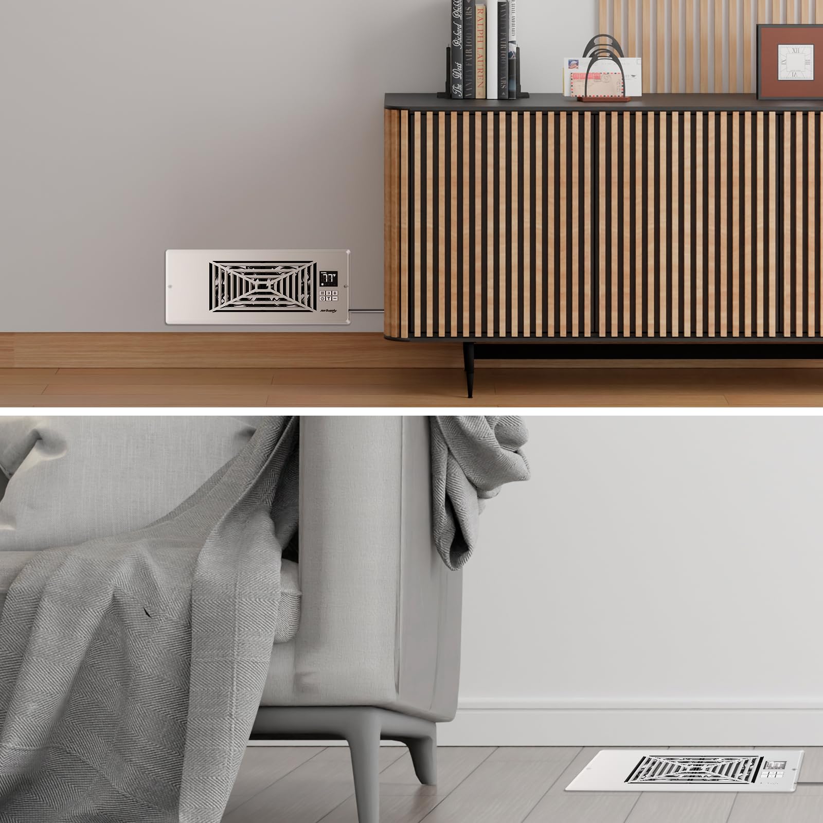 Turbro Register Booster Fan, Fits 4    X 10    Register Holes, Enhances Hvac Airflow, 4 Way Vent Grille, 10 Speed Fan, Intellige