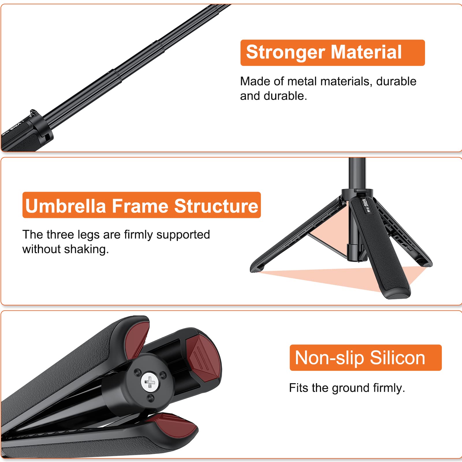 Uurig 20.1' Mini Extendable Gopro Tripod Portable Selfie Stick Tripod Camera Tripod For Gopro Max Hero 11 10 9 8 7 6 5 4 3 3+ 2 1 Session