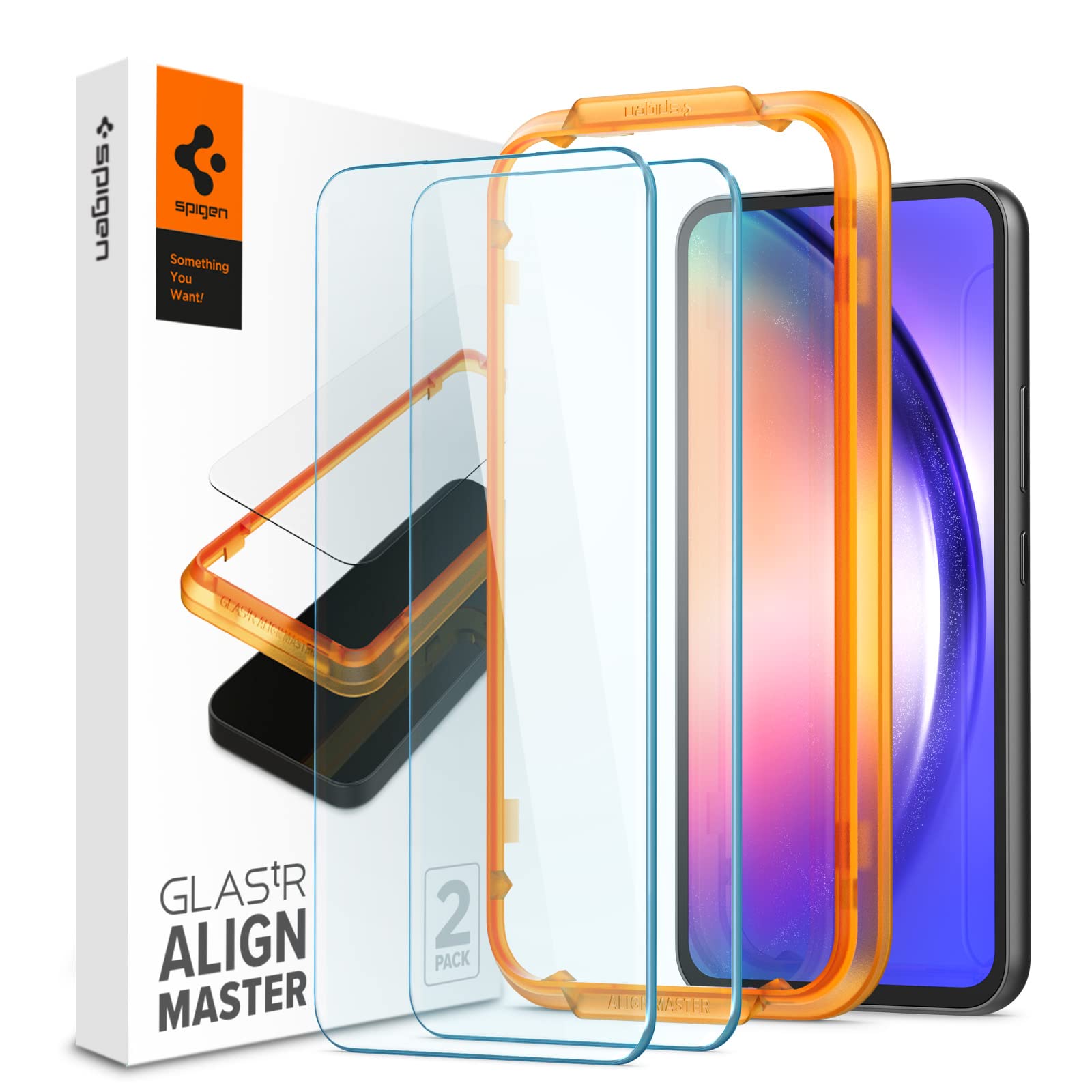 Spigen Tempered Glass Screen Protector Glastr Alignmaster] Designed For Galaxy A54 5G   2 Pack