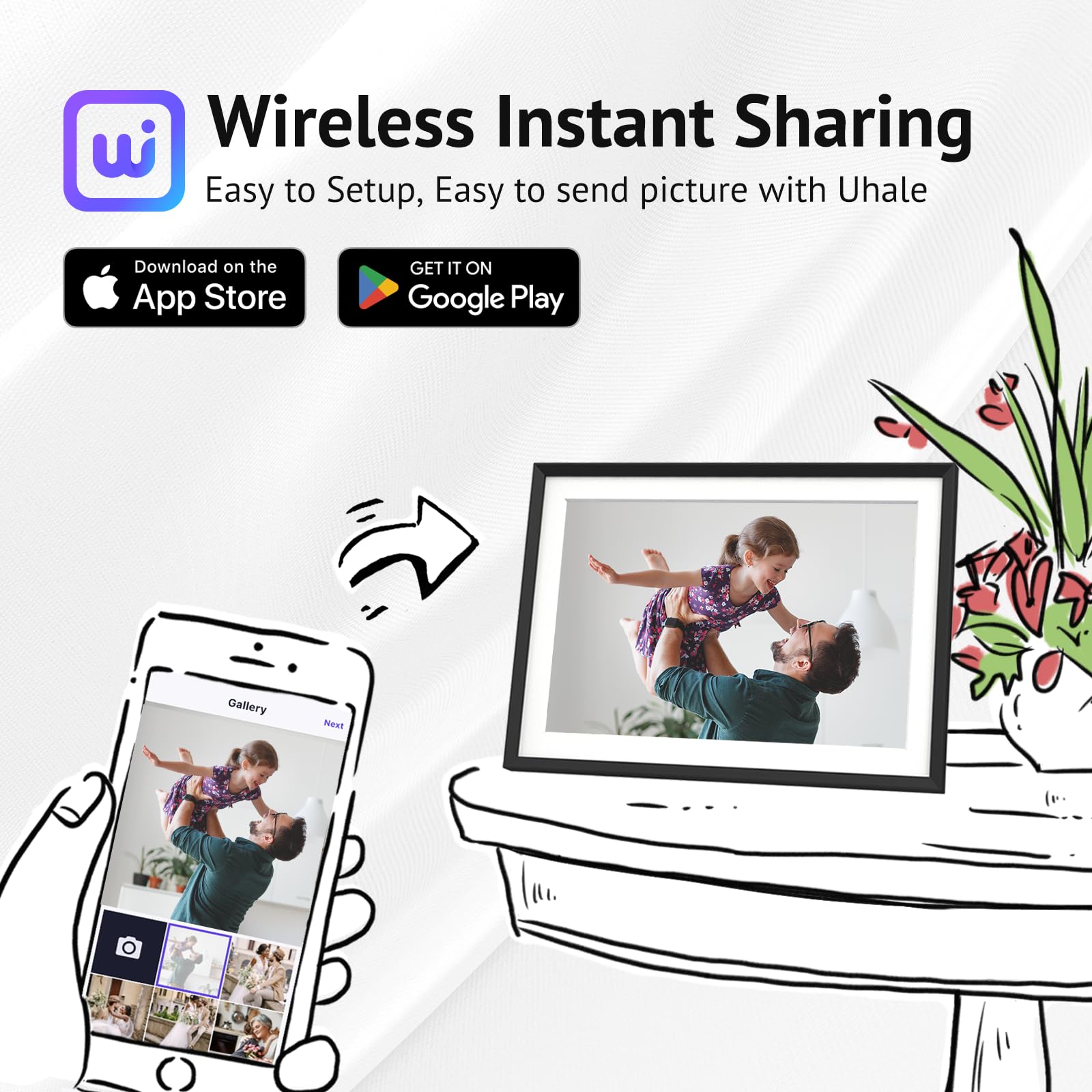 Euphro 10.1'' Digital Picture Frame With 32Gb Storage, Digital Photo Frame With 1280X800 Ips Touch Screen, Share Photos/Videos A