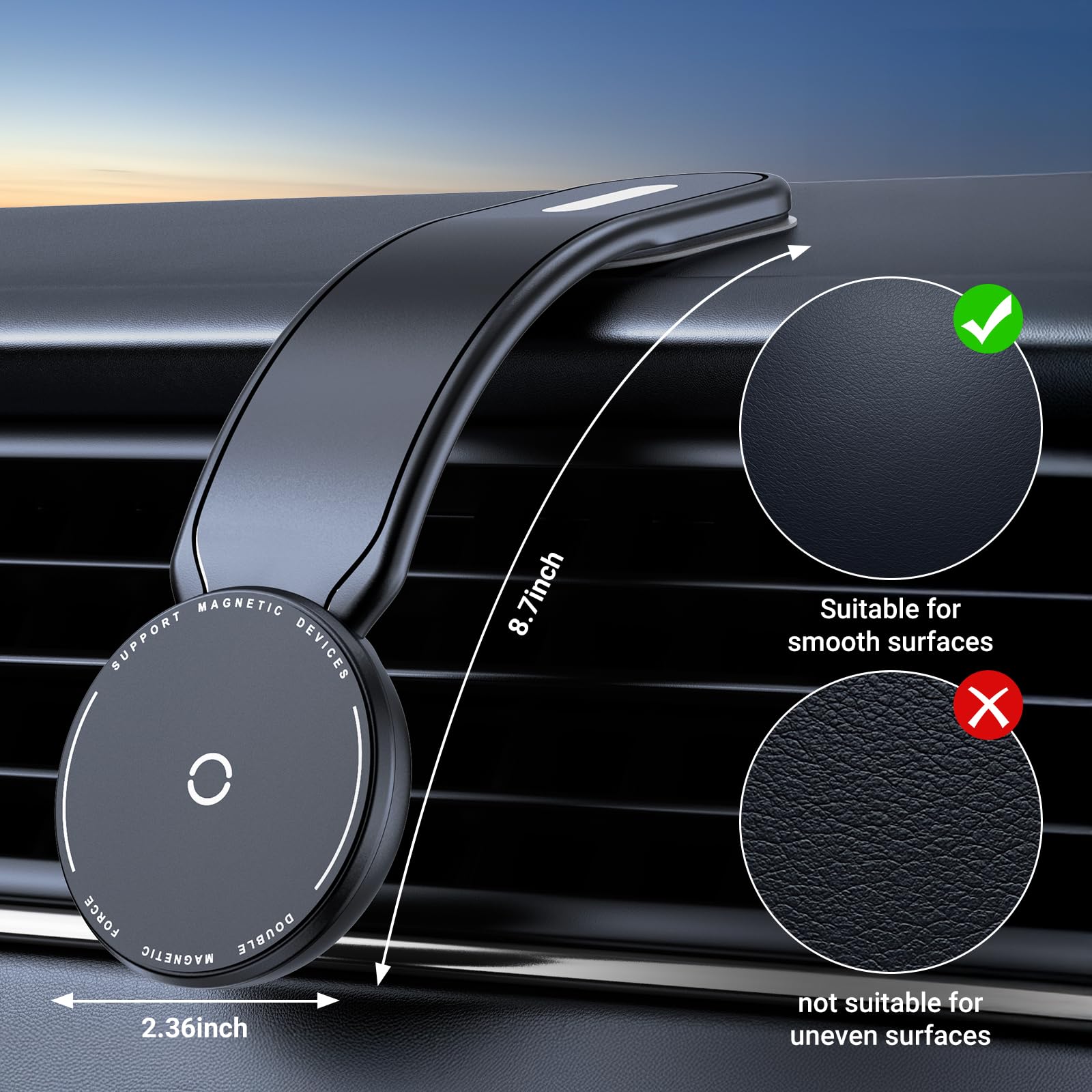 This Hill Magnetic Car Phone Holder, Bendable Aluminum Arm Car Magnet Phone Mount?18 Strong Magnets?, Magnetic Phone Holder For