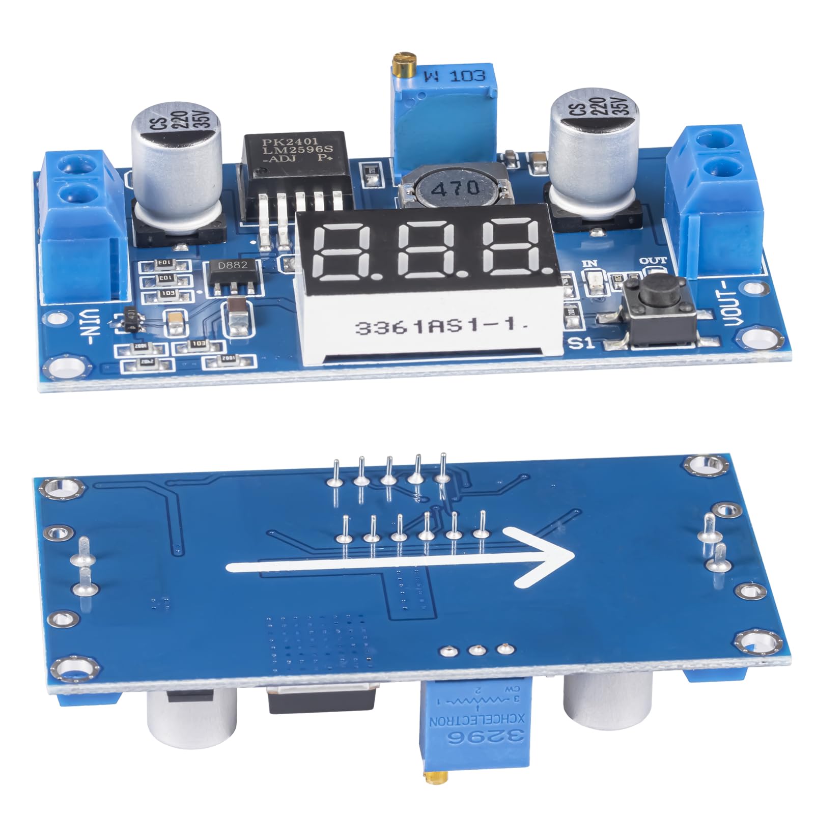 Jtarea Lm2596 Lm2596S Dc Dc Buck Converter Voltage Adjustable Dc To Dc 4.0 40V To 1.25 37V 2A Power Supply Module With Led Voltm