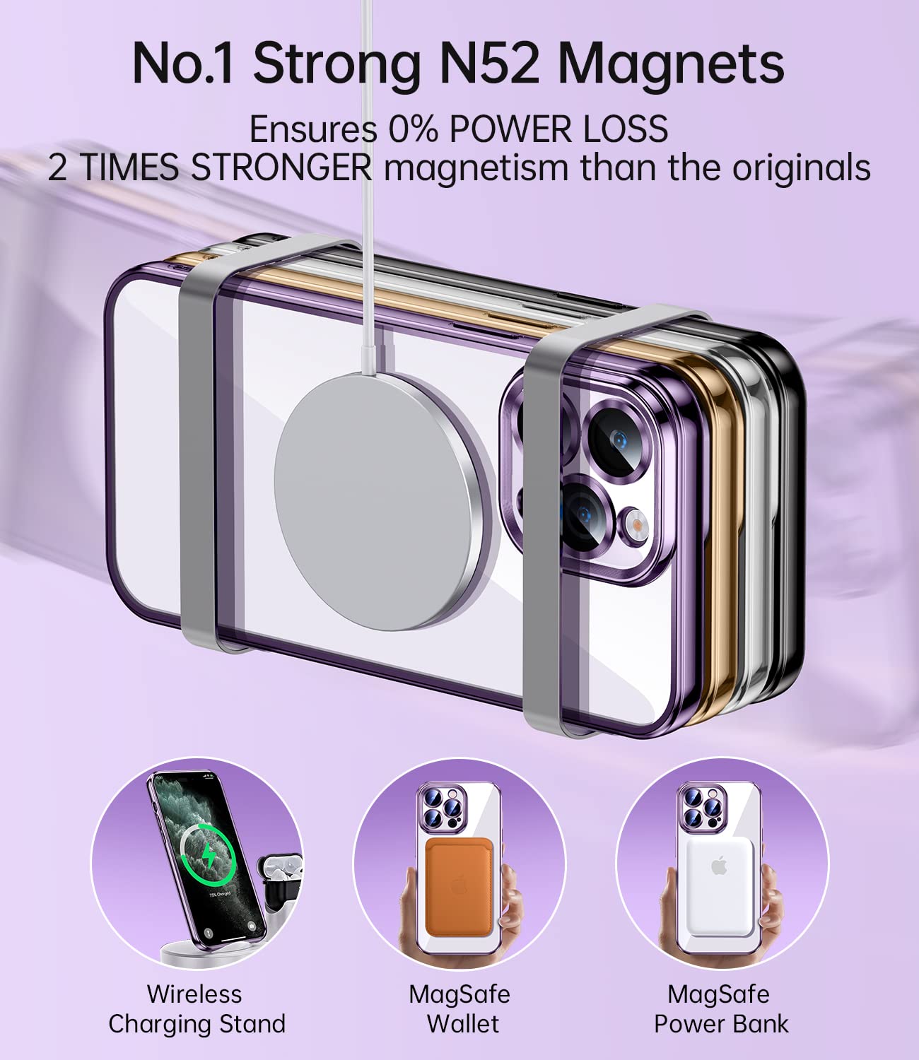 Jueshituo Magnetic For Iphone 12 Pro Max Case With Full Camera Cover Protection [No.1 Strong N52 Magnets] [Military Grade Drop P