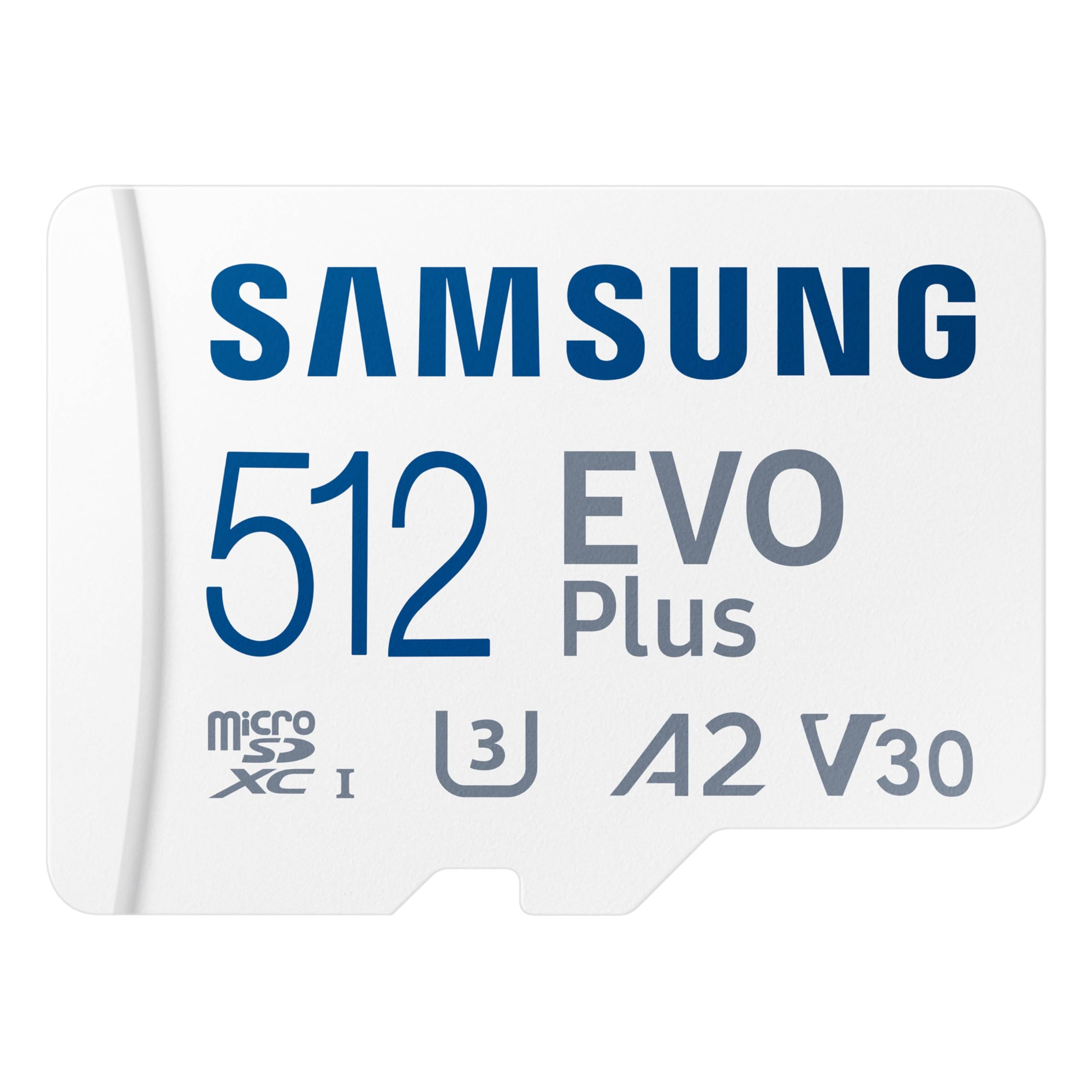 Samsung Evo Plus Microsd Memory Card + Adapter, 512Gb Microsdxc, Speeds Up To 160 Mb/S, Uhs I, C10, U3, V10, A3, Upgrade Storage