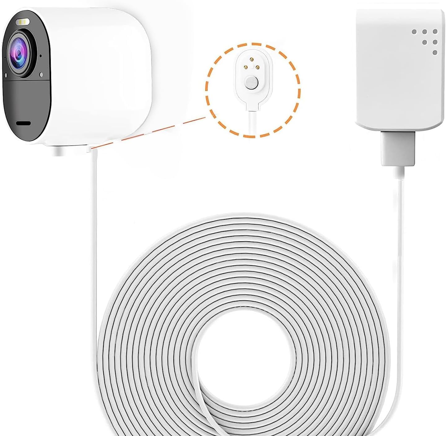 Jessy Charging Cable For Arlo Ultra/Ultra 2/Pro 3/Pro 4, Weatherproof Outdoor Magnetic Power Cable With Quick Charge Adapter, 30