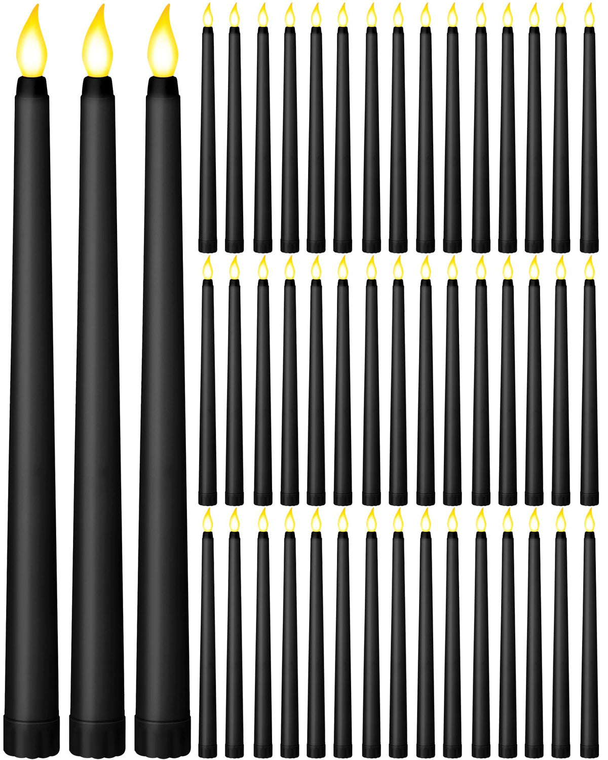 Funtery 48 Pcs Flameless Led Taper Candles 11 Inch Battery Operated Flickering Candles Bulk For Christmas Church Wedding Party(B